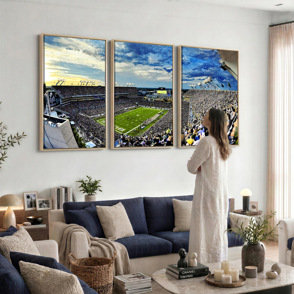 23788-MGV-CV-36X24 - Framed USF Bulls Football Team Print - Tampa Raymond James Stadium Wall Art Canvas Print
