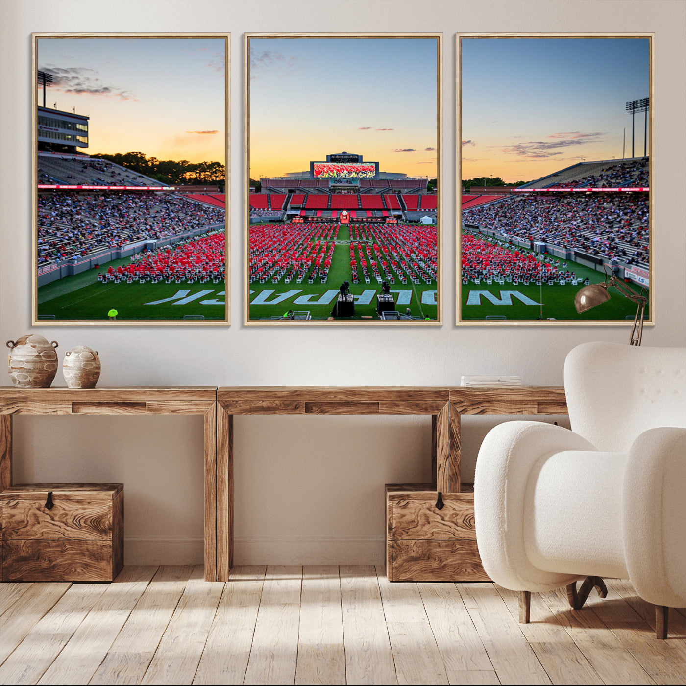 35266-MGV-CV-36X24-NC State Wolfpack Football Team Print Wall Art - Raleigh Carter-Finley Stadium Wall Art Canvas Print