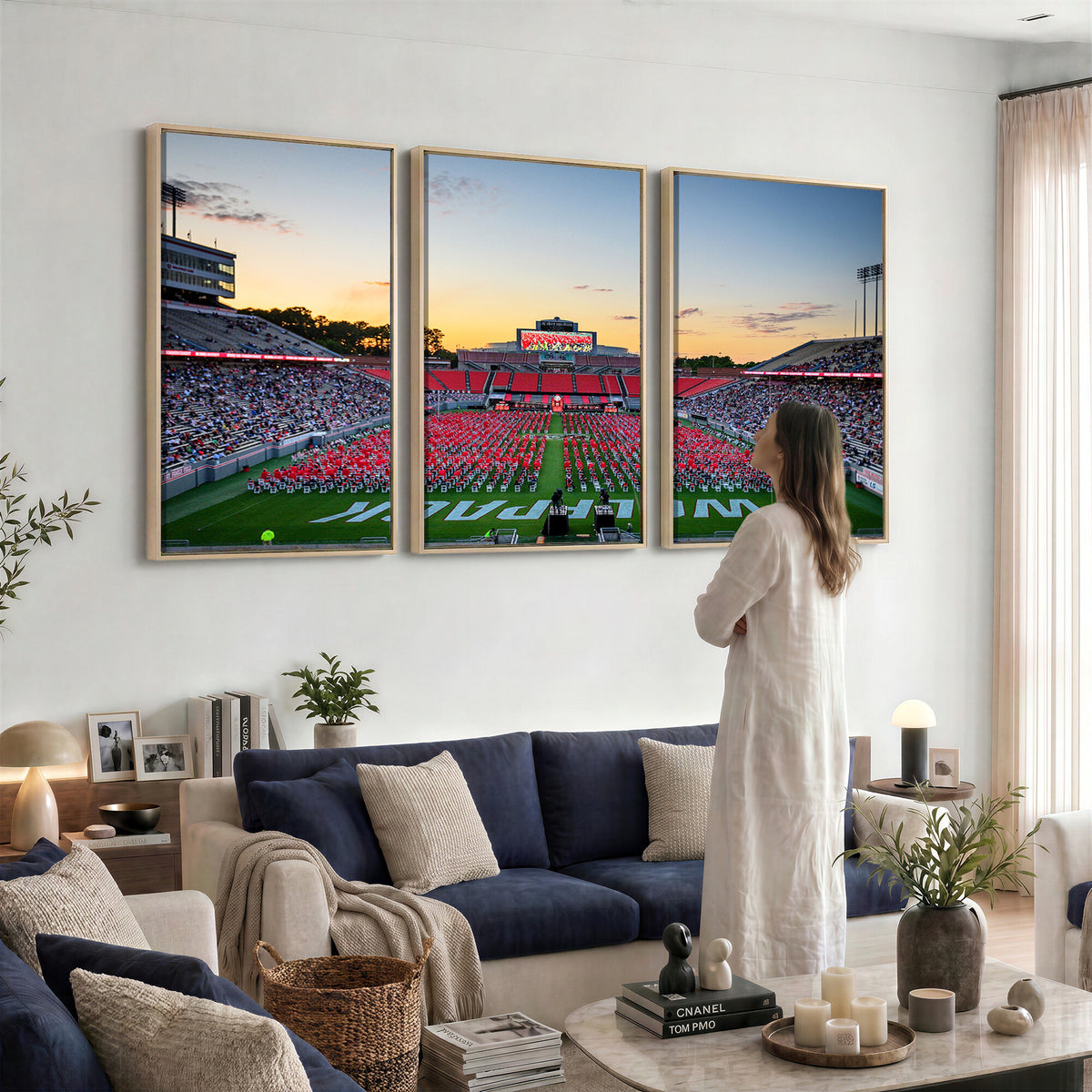35266-MGV-CV-36X24 - NC State Wolfpack Football Team Print Wall Art - Raleigh Carter-Finley Stadium Wall Art Canvas Print