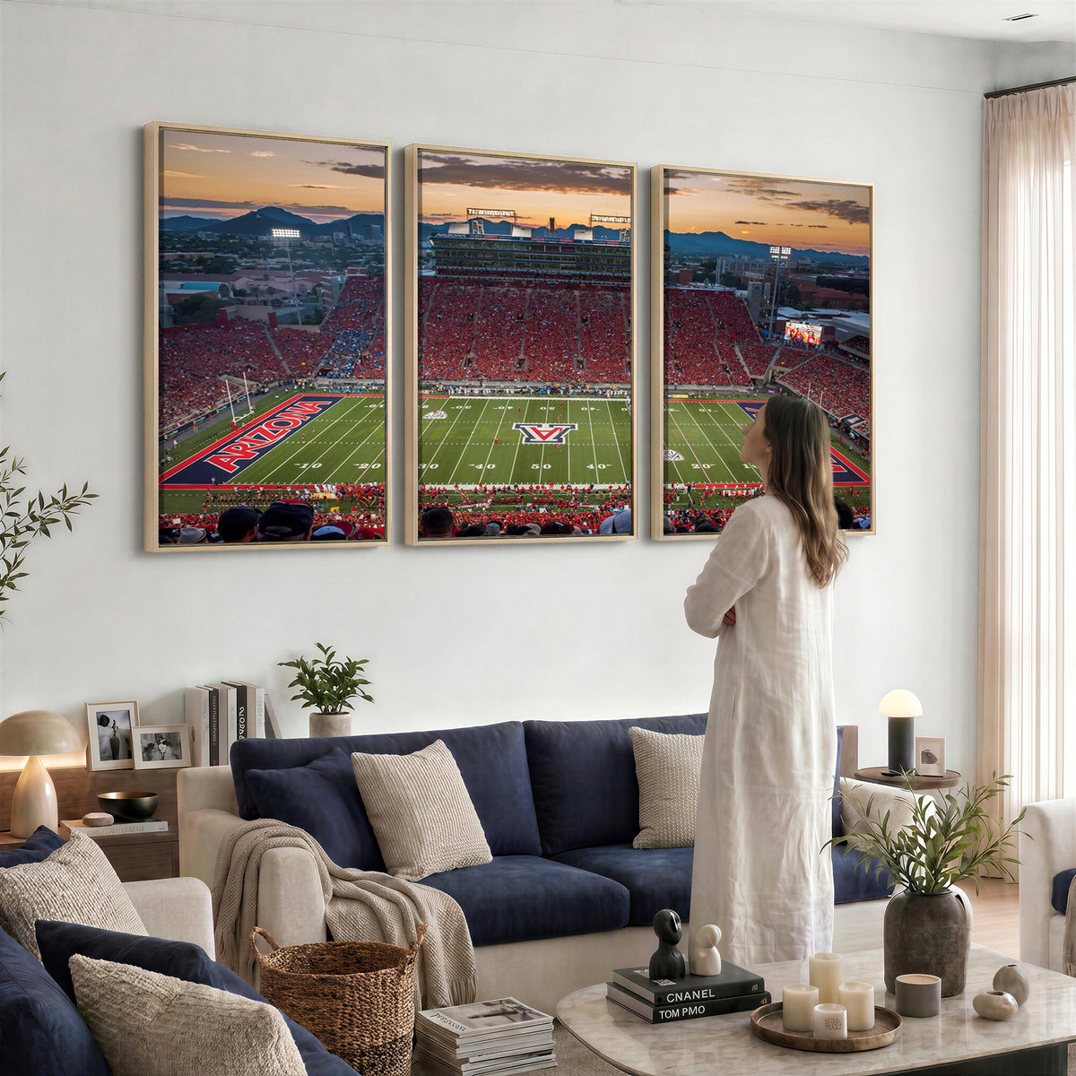 99722-MGV-CV-36X24 - Framed Arizona Wildcats Football Team Print - Tucson Arizona Stadium Wall Art Canvas Print