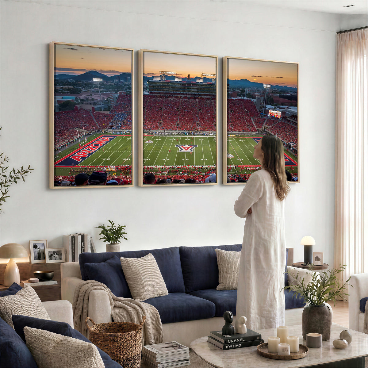 45563-MGV-CV-36X24 - Arizona Wildcats Football Team Print - Tucson Arizona Stadium Wall Art Canvas Print