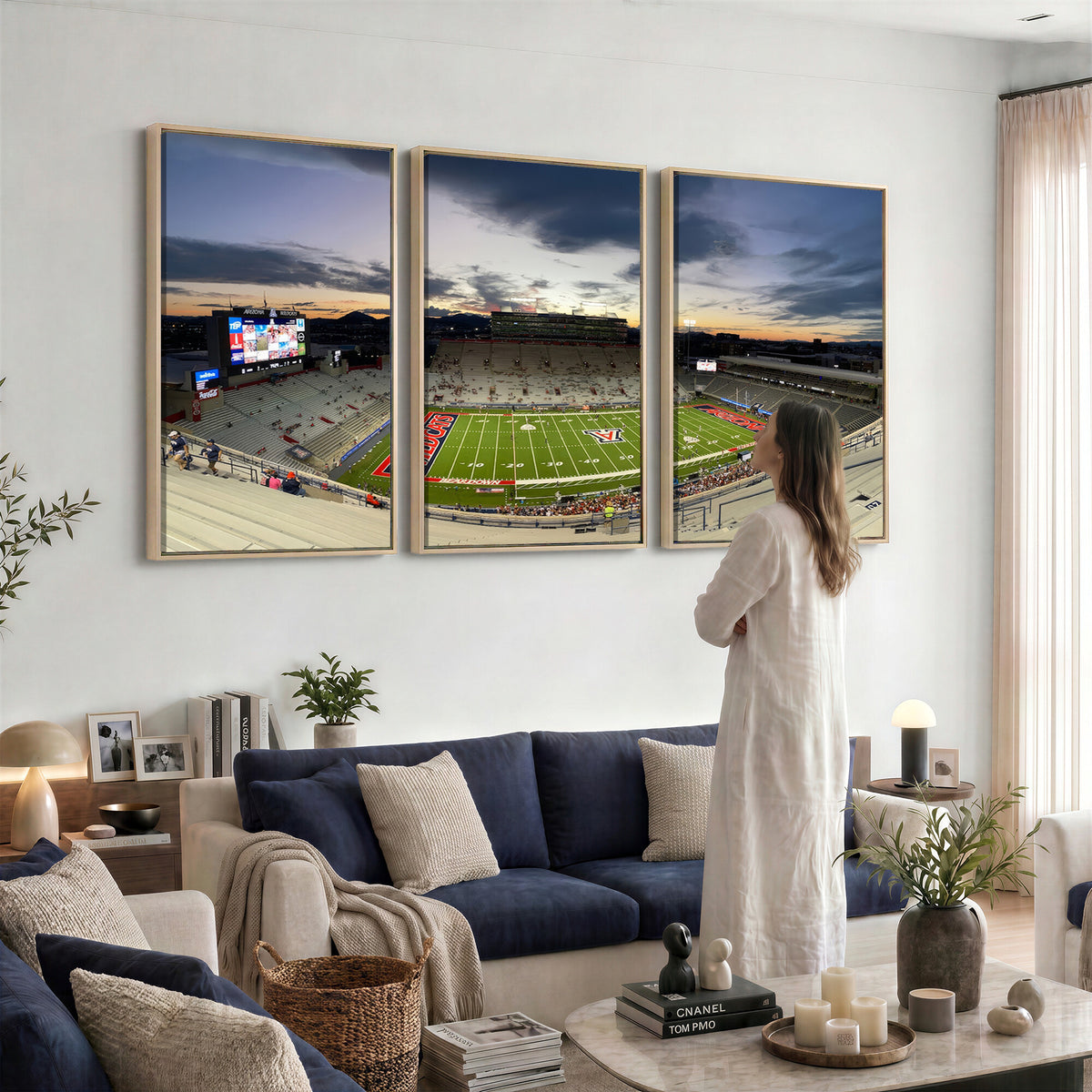 24339-MGV-CV-36X24 - Arizona Wildcats Football Team Print - Tucson Arizona Stadium Wall Art Canvas Print