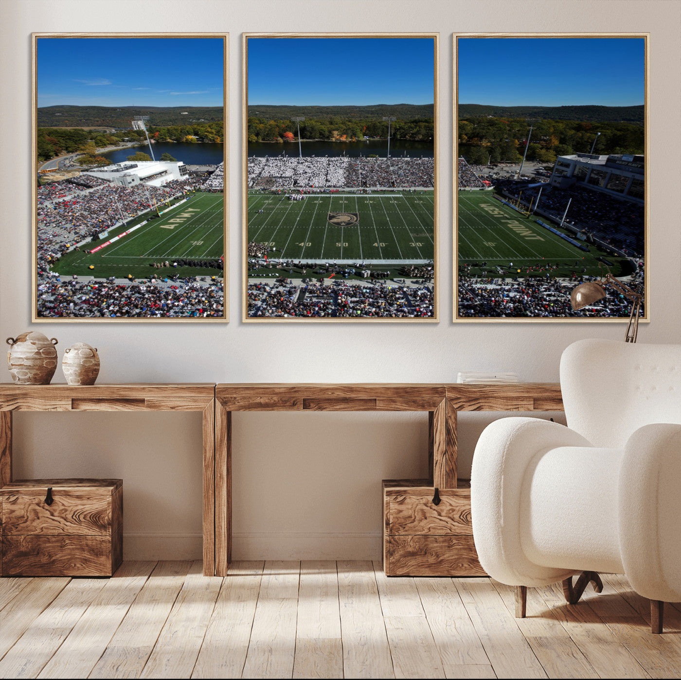52056-MGV-CV-36X24-Army Black Knights Football Team Print - West Point Michie Stadium Wall Art Canvas Print