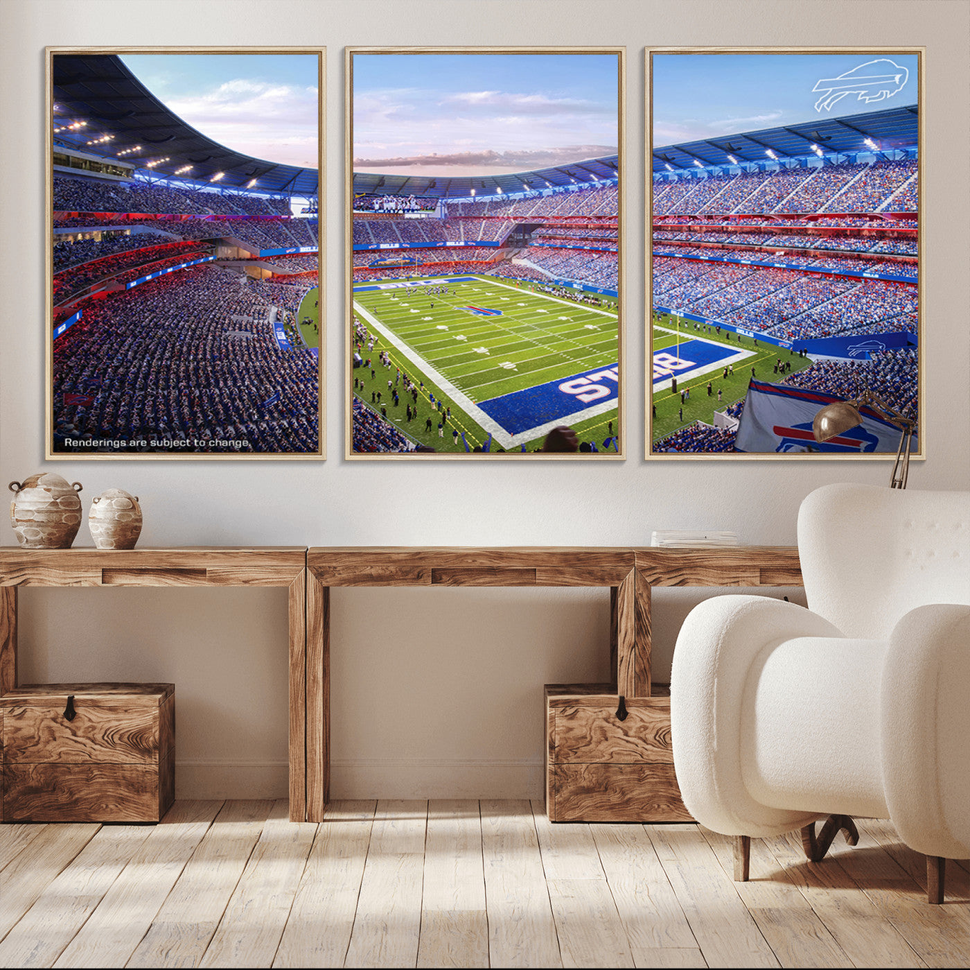 57873-MGV-FC-60X30-3P_Natural-Buffalo Bills Football Team Print Canvas - Buffalo Highmark Stadium Wall Art Canvas Print