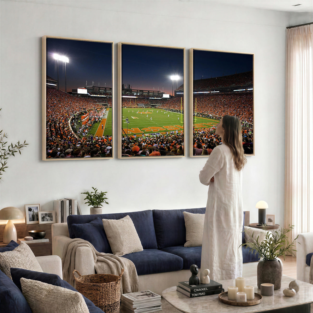 32340-MGV-CV-36X24 - Clemson University Tigers Art Print, Football Team Print
