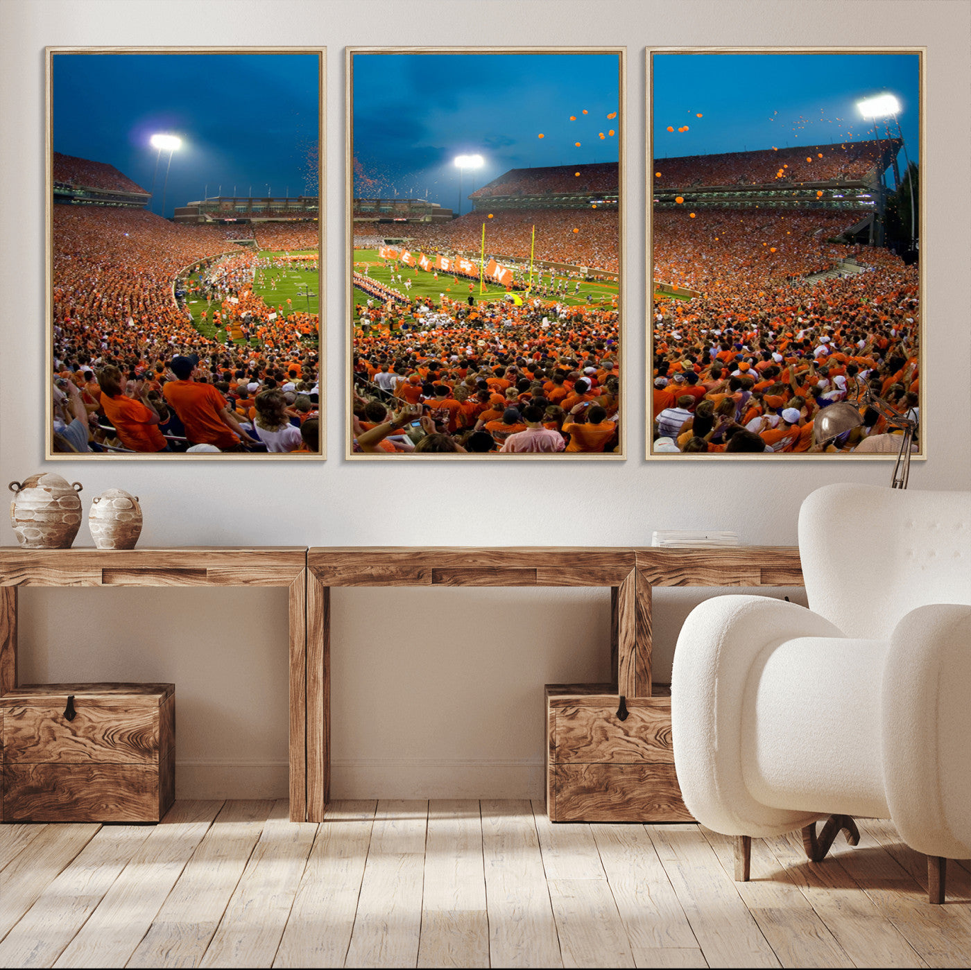 26196-MGV-CV-36X24-Clemson University Tigers Football Team Print - Clemson Memorial Stadium Wall Art Canvas Print