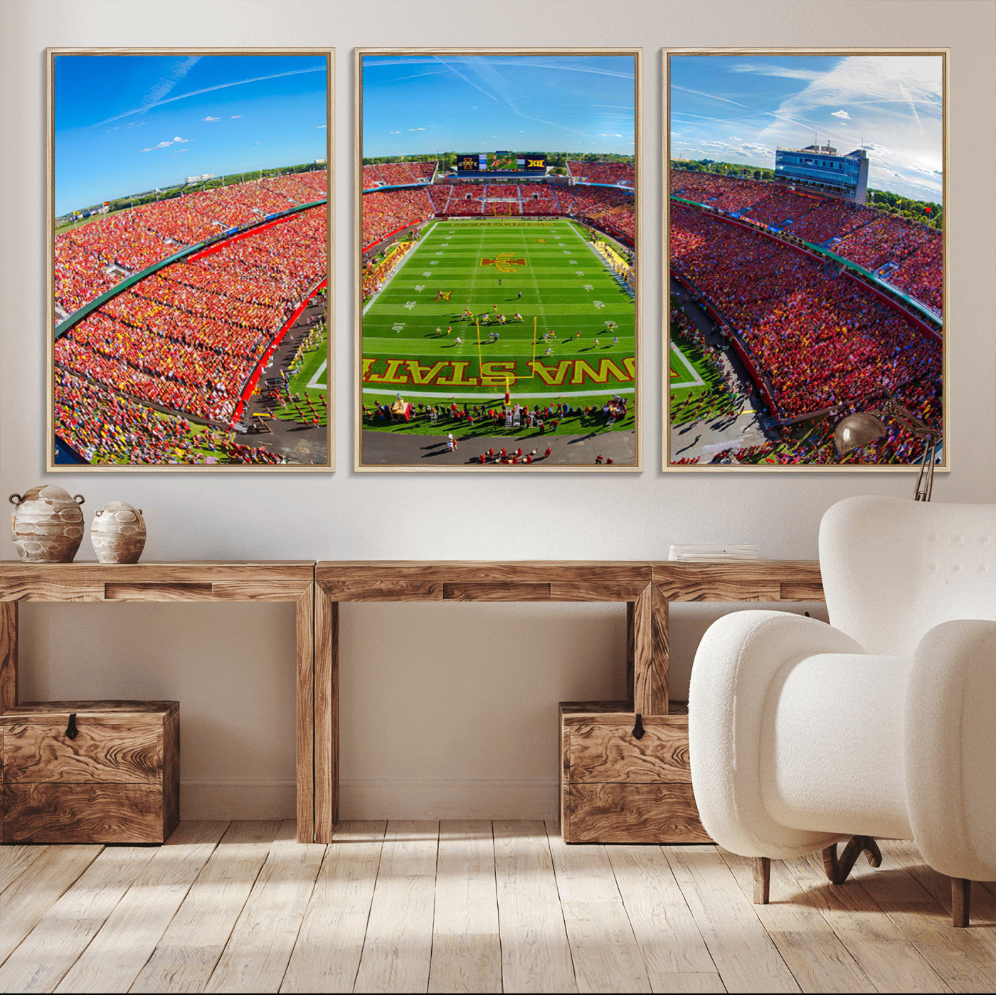 36706-MGV-CV-36X24-Iowa State University Cyclones Football Team Print - Ames Jack Trice Stadium Art Canvas Print