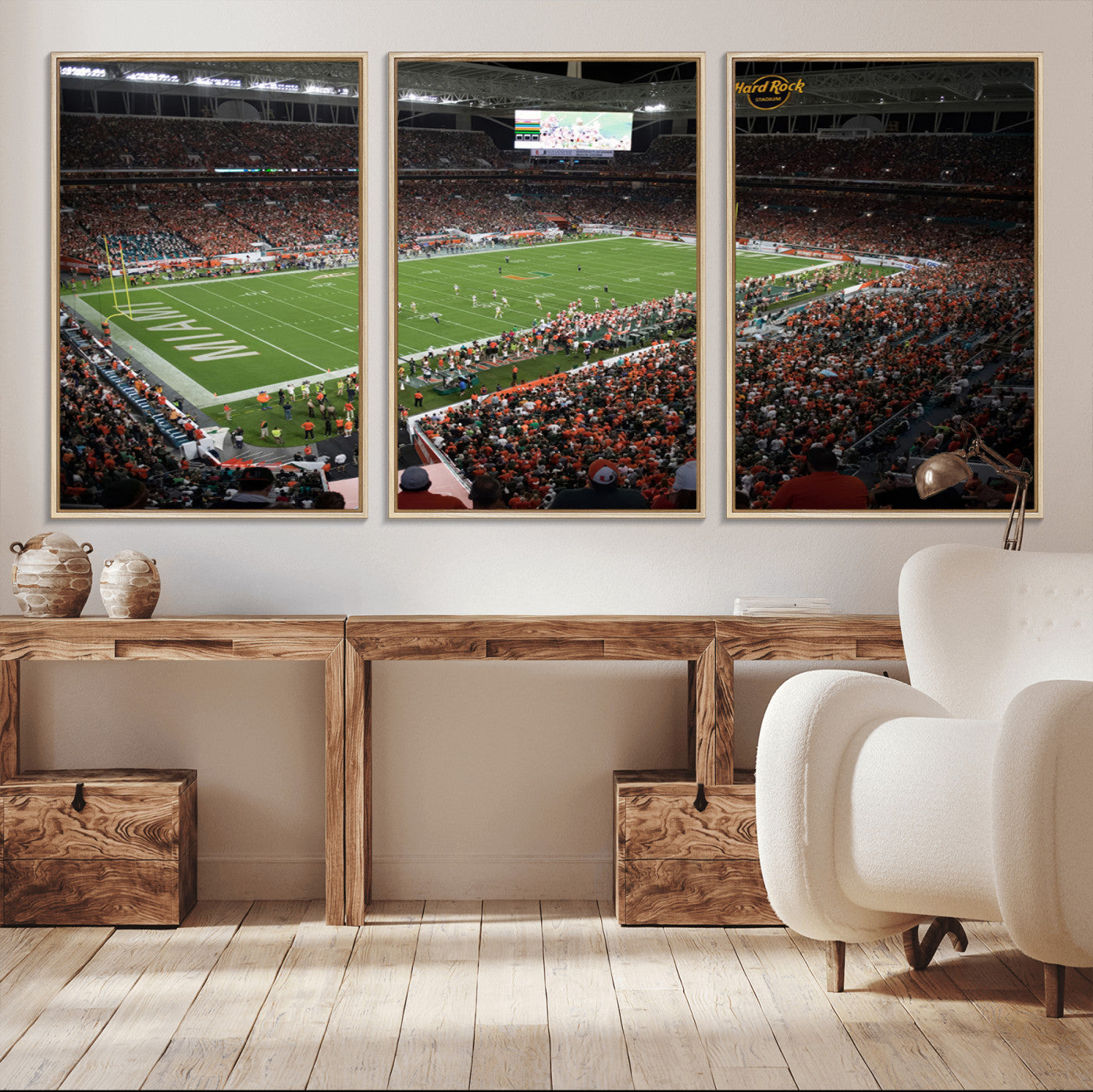 MGV-FC-60X30-3P - Miami Hurricanes Football Team Print Canvas- Miami Hard Rock Stadium Wall Art Canvas Print