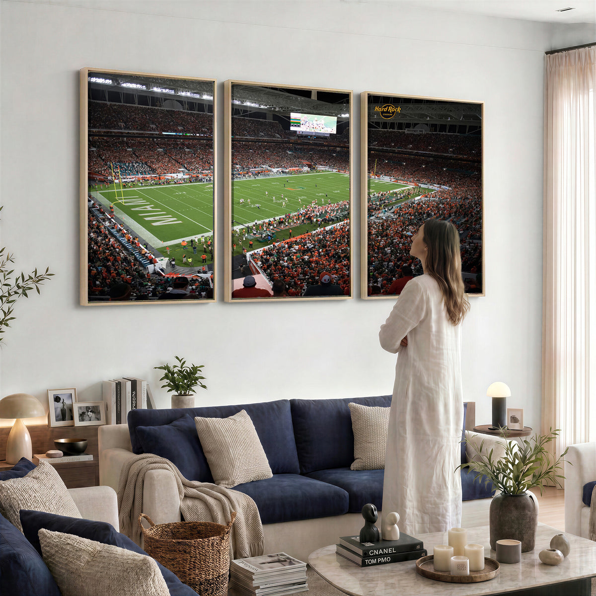 33698-PAN-FL-20X10 - Miami Hurricanes Football Team Print Canvas- Miami Hard Rock Stadium Wall Art Canvas Print