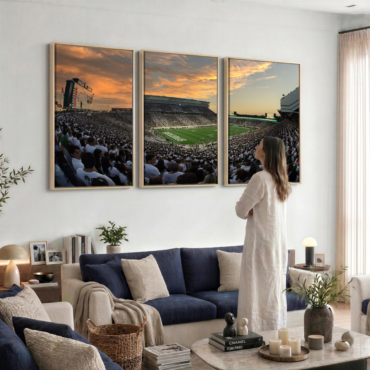 99155-PAN-FL-20X10 - Michigan State Spartans Football Team Print - East Lansing Spartan Stadium Wall Art Canvas Print