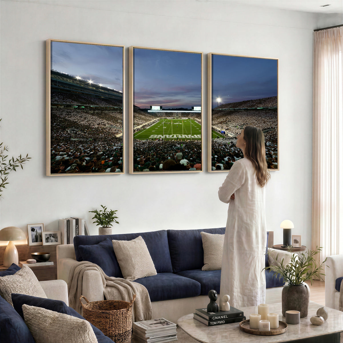 90831-PAN-FL-20X10 - Michigan State Spartans Football Team Print - East Lansing Spartan Stadium Canvas Print
