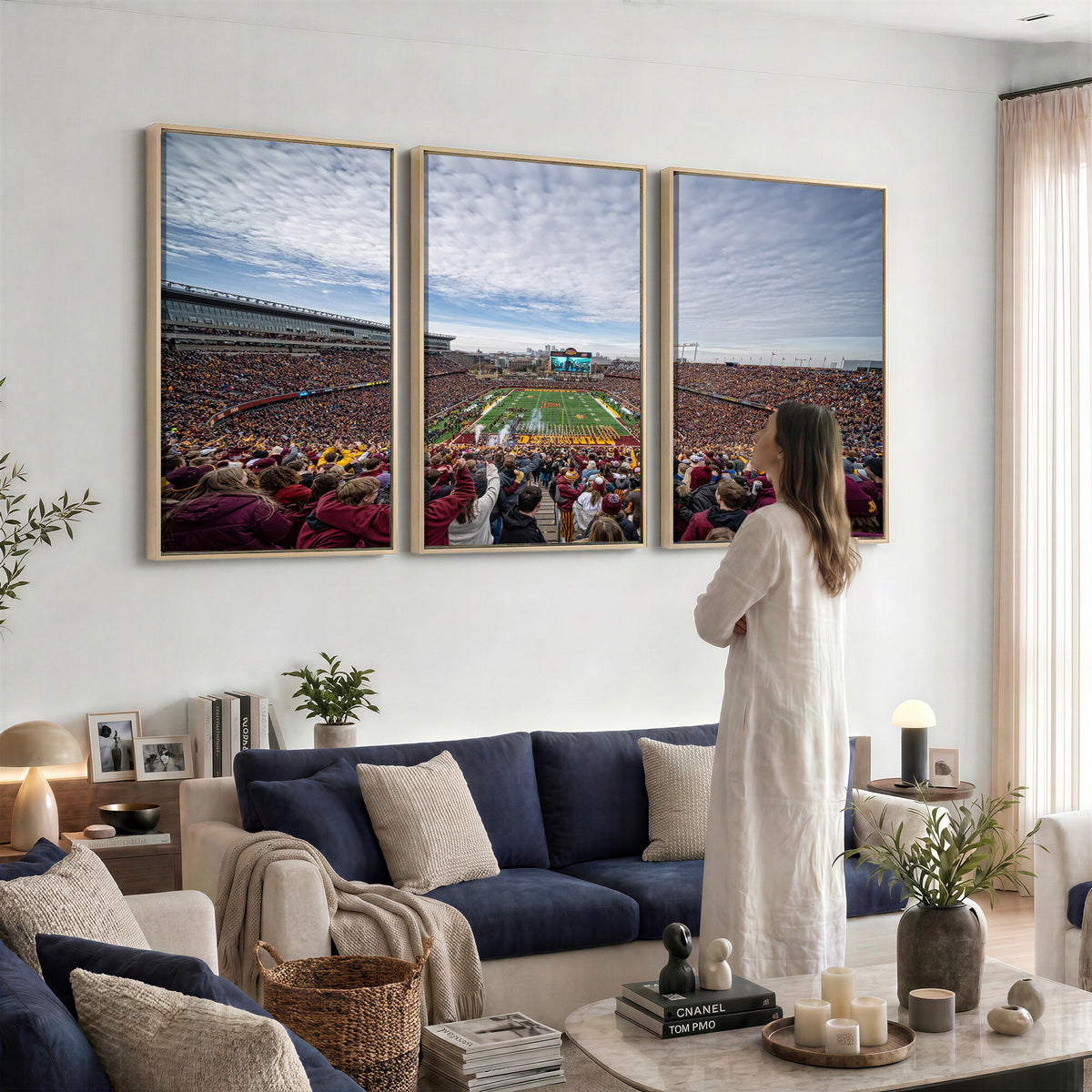 38459-PAN-FL-20X10 - University of Minnesota Golden Gophers Football Team Print - Minneapolis Huntington Bank Stadium Art