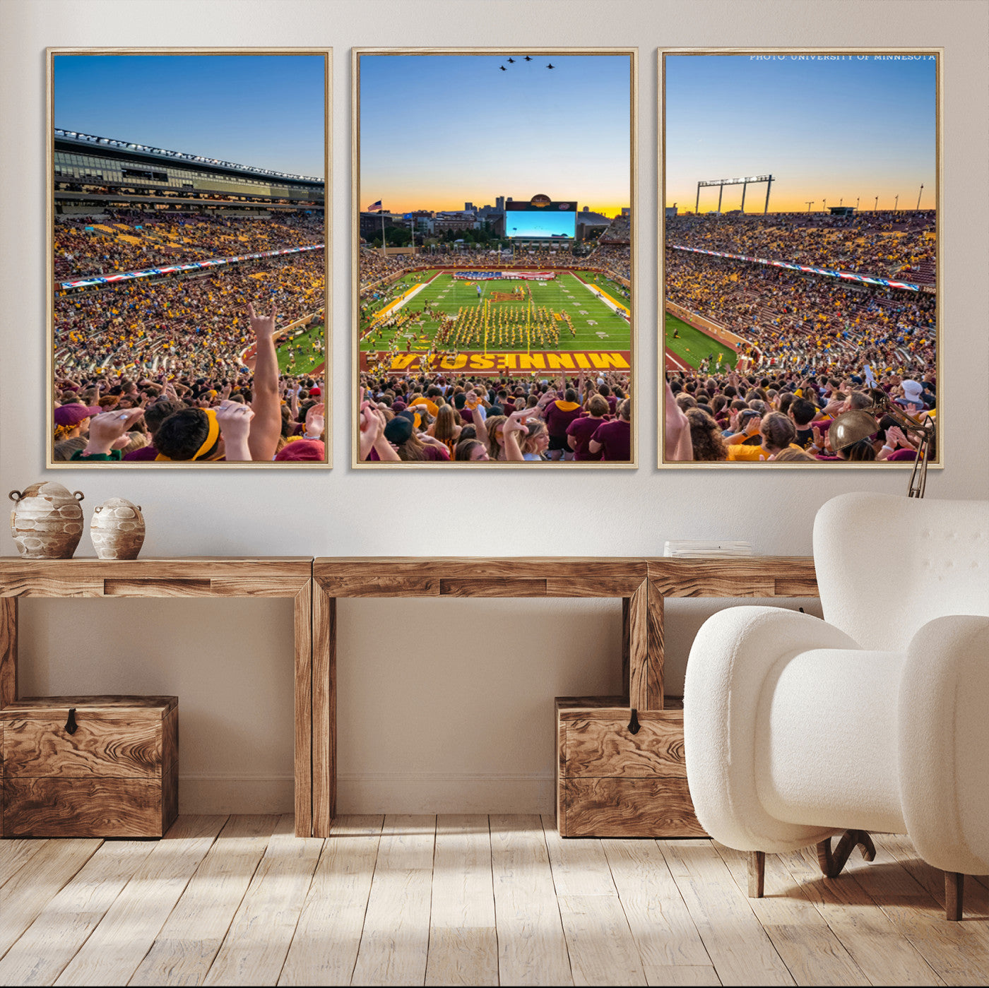 63452-MGV-CV-36X24-University of Minnesota Golden Gophers Football Team Print - Minneapolis Huntington Bank Stadium