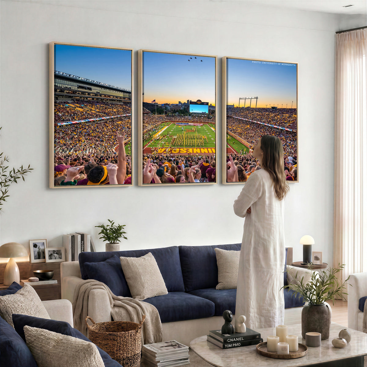 63452-PAN-FL-20X10 - University of Minnesota Golden Gophers Football Team Print - Minneapolis Huntington Bank Stadium