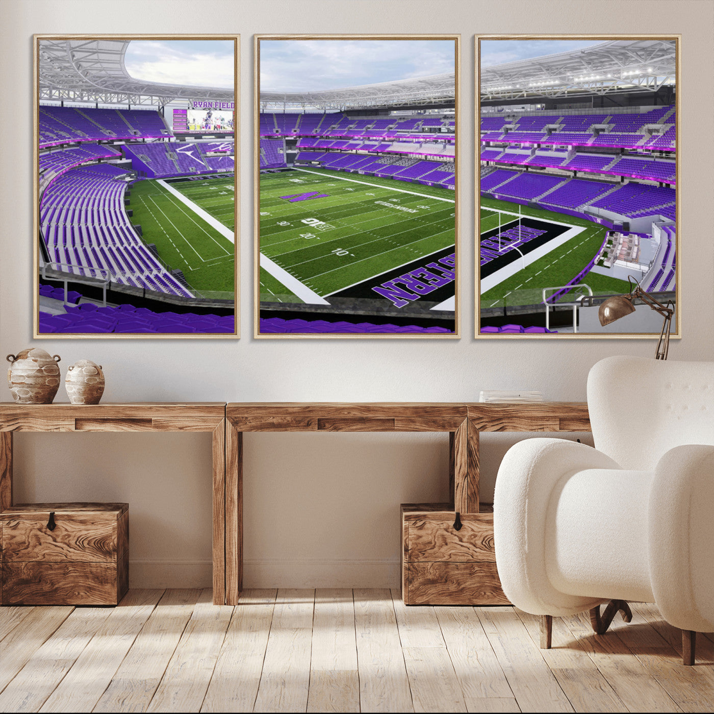 MGV-FC-60X30-3P - Northwestern University Wildcats Football Team Print - Evanston Ryan Field Wall Art Canvas Print