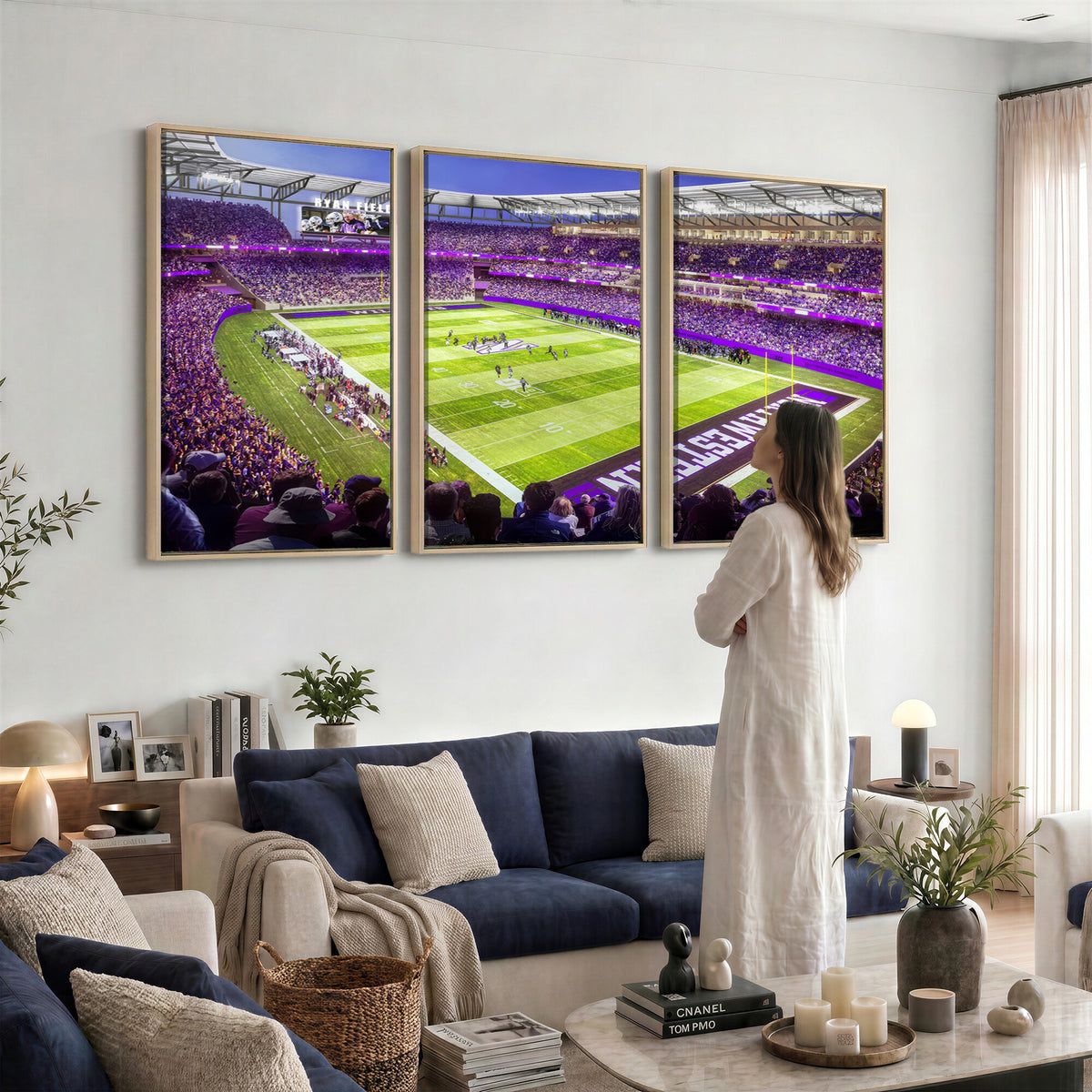 81245-MGV-CV-36X24 - Northwestern University Wildcats Football Team Print - Evanston Ryan Field Wall Art Canvas Print