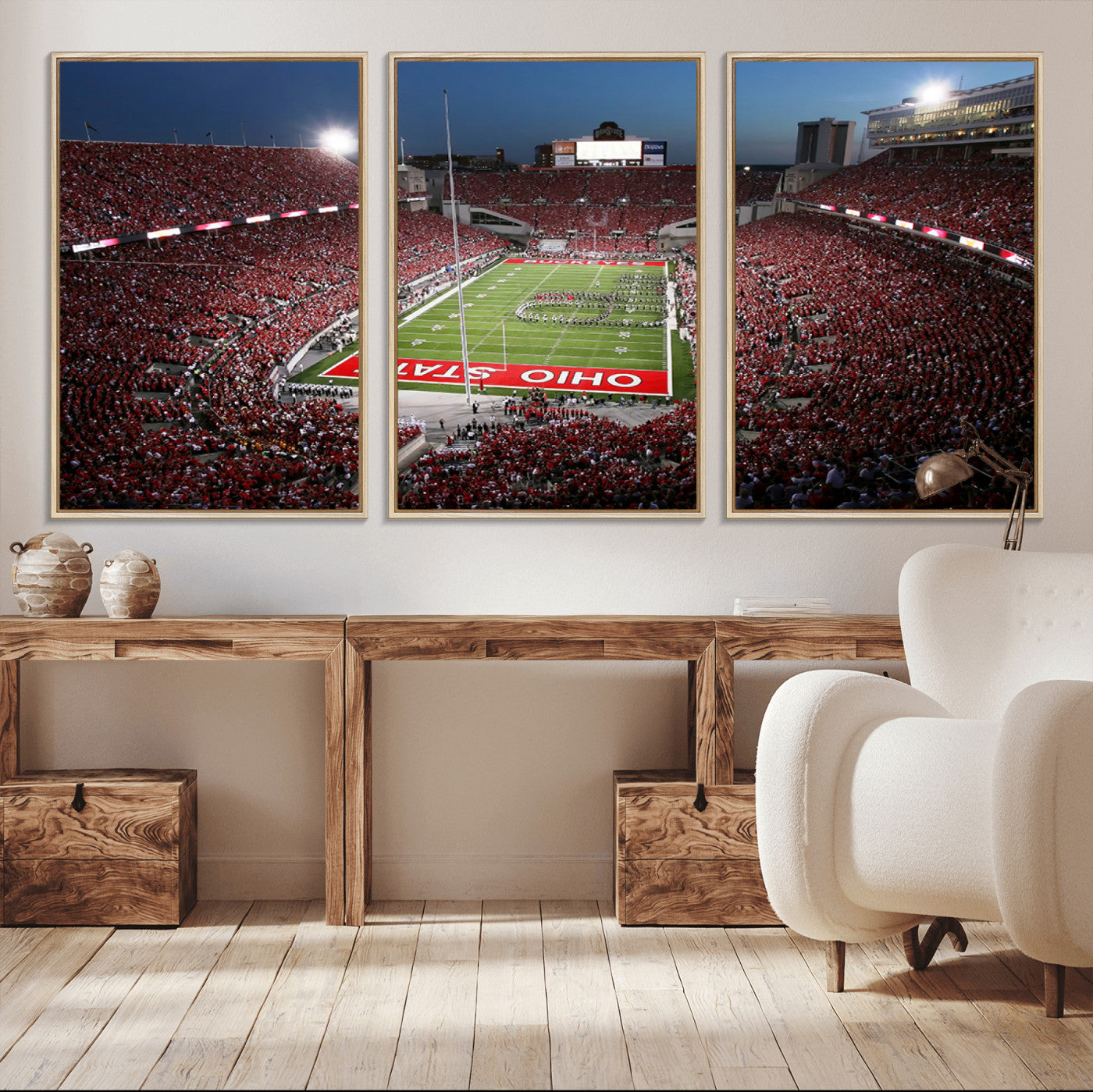 98743-MGV-CV-36X24-Ohio State University Buckeyes Football Team Print - Columbus Ohio Stadium Wall Art Canvas Print