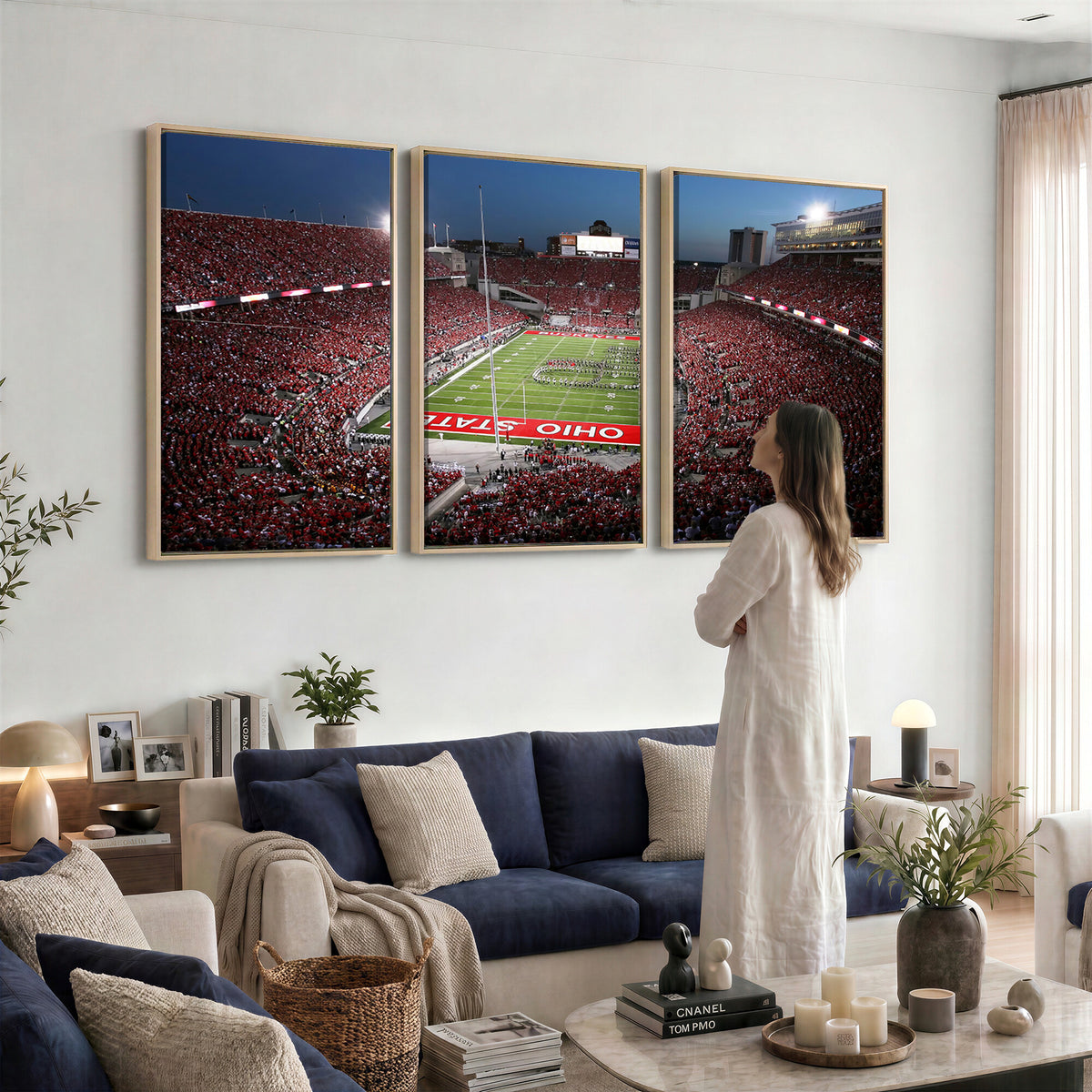98743-PAN-FL-20X10 - Ohio State University Buckeyes Football Team Print - Columbus Ohio Stadium Wall Art Canvas Print