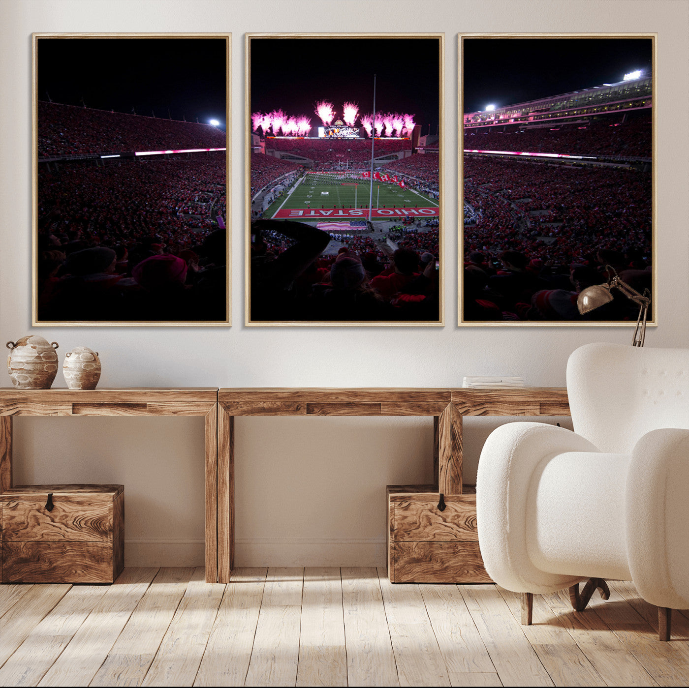 20483-MGV-CV-36X24-Ohio State University Buckeyes Football Team Print - Columbus Ohio Stadium Wall Art Canvas Print