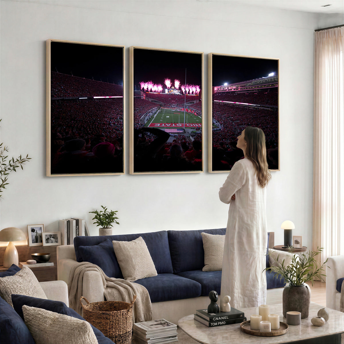 20483-PAN-FL-20X10 - Ohio State University Buckeyes Football Team Print - Columbus Ohio Stadium Wall Art Canvas Print