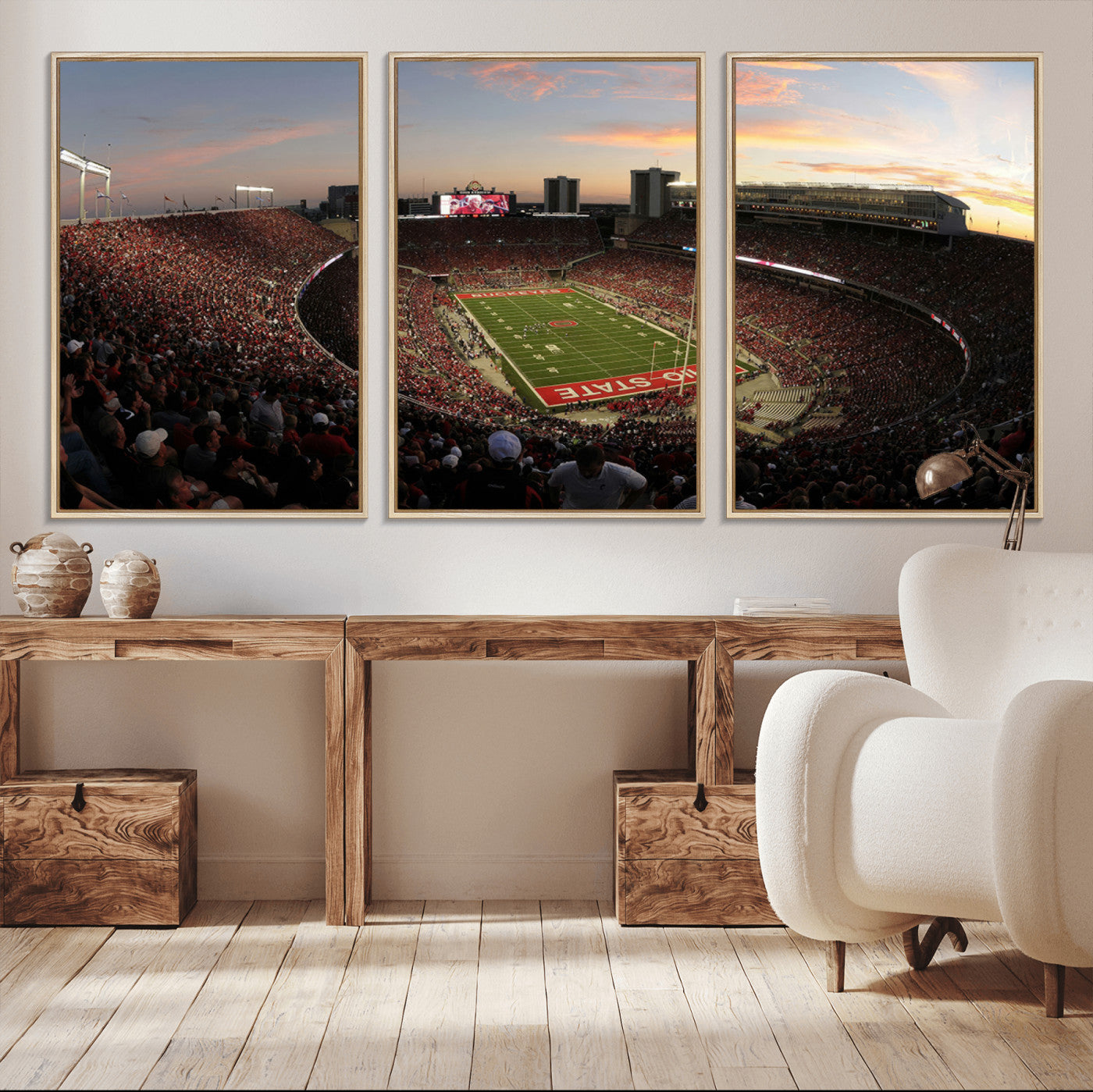 MGV-FC-60X30-3P - Ohio State University Buckeyes Football Team Print - Columbus Ohio Stadium Wall Art Canvas Print