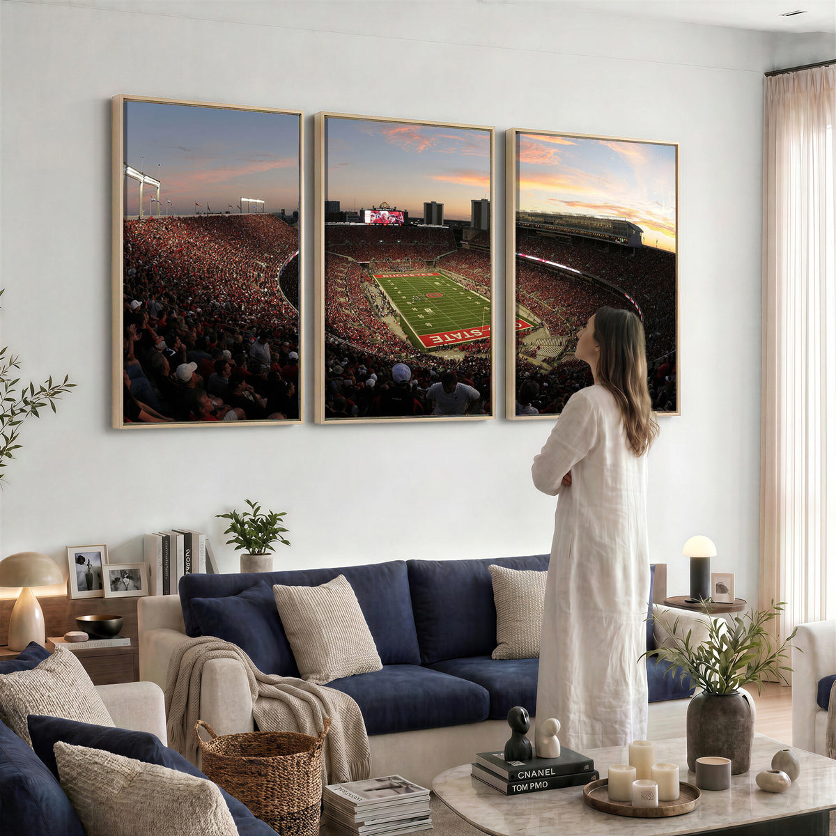 28825-PAN-FL-20X10 - Ohio State University Buckeyes Football Team Print - Columbus Ohio Stadium Wall Art Canvas Print