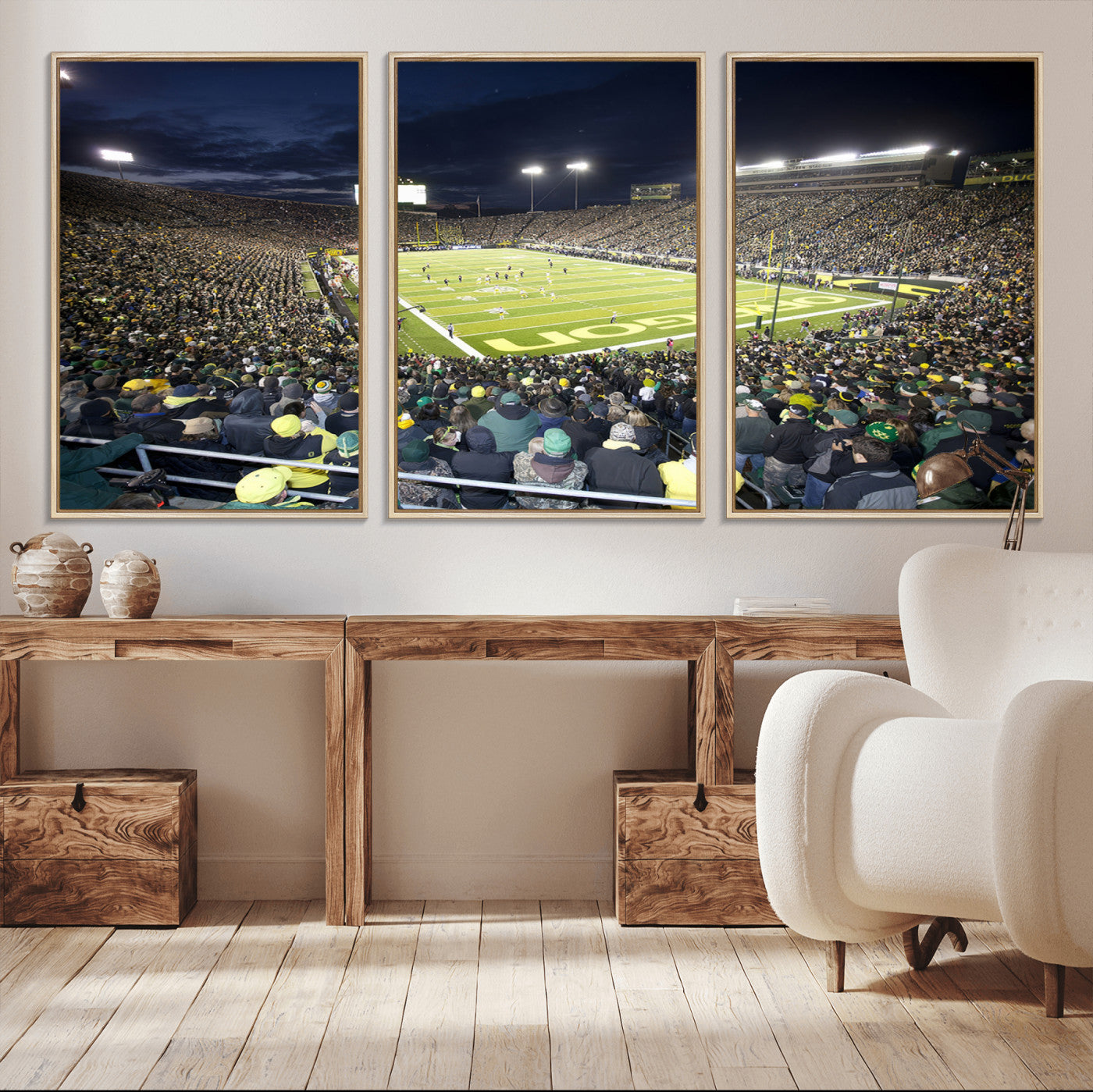 MGV-FC-60X30-3P - University of Oregon Ducks Football Team Print - Eugene Autzen Stadium Wall Art Canvas Print