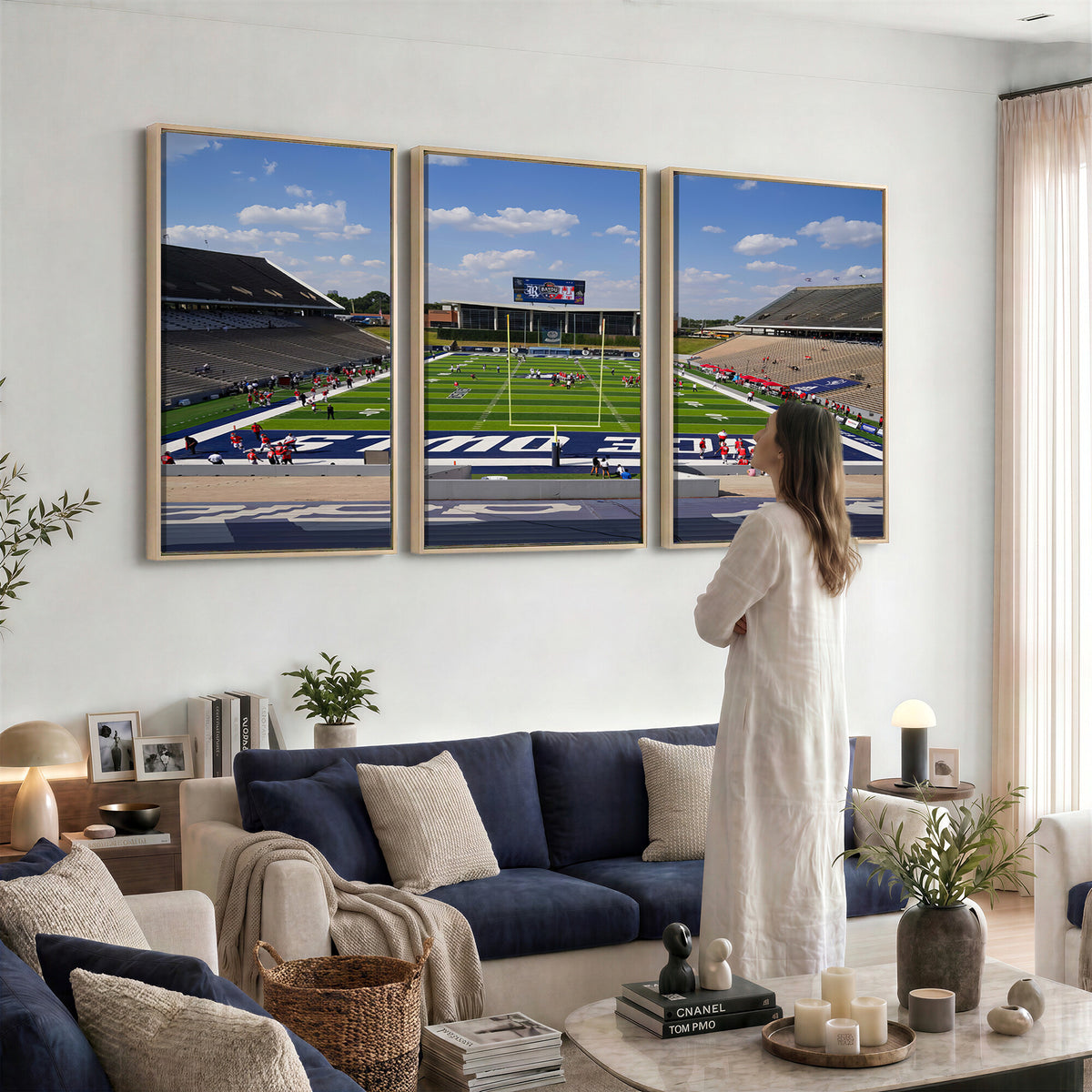 92248-MGV-CV-36X24 - Rice University Owls Football Team Print, Houston Rice Stadium