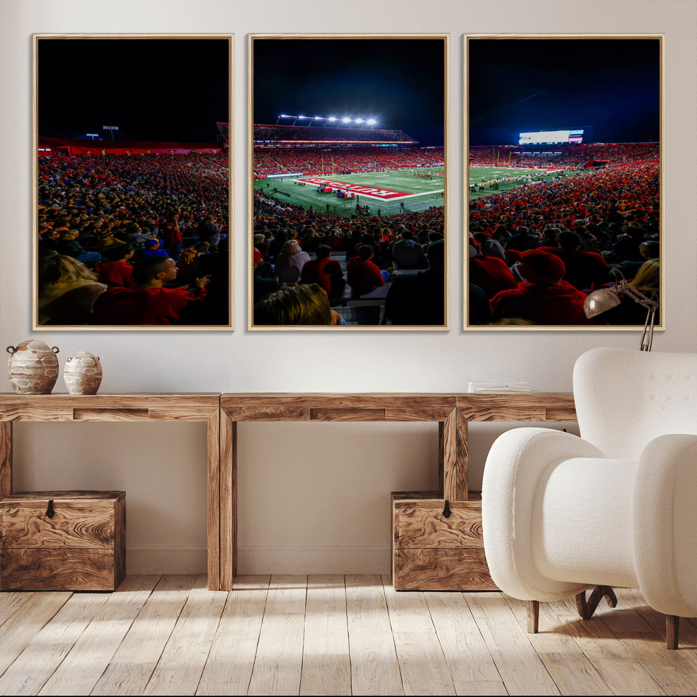 MGV-FC-60X30-3P - Rutgers Scarlet Knights Football Team Print - SHI Stadium, Piscataway Wall Art Canvas Print
