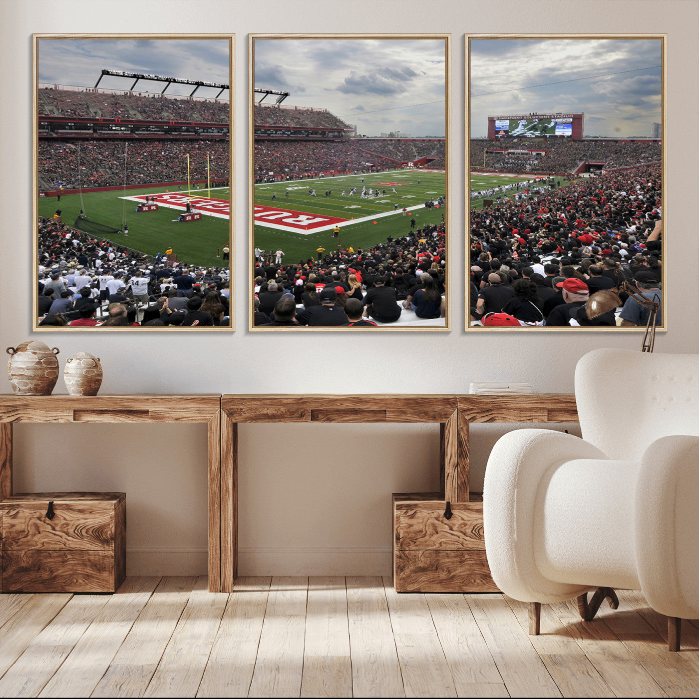 MGV-FC-60X30-3P - Rutgers Scarlet Knights Football Team Print - SHI Stadium, Piscataway Wall Art Canvas Print