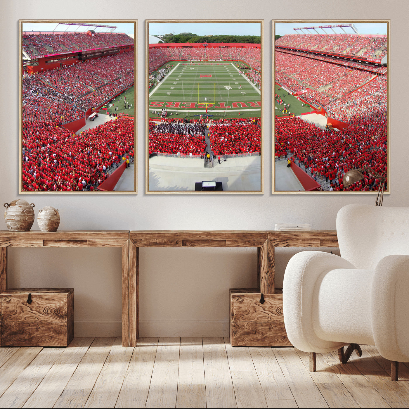 MGV-FC-60X30-3P - Rutgers Scarlet Knights Football Team Print - Piscataway SHI Stadium Wall Art Canvas Print