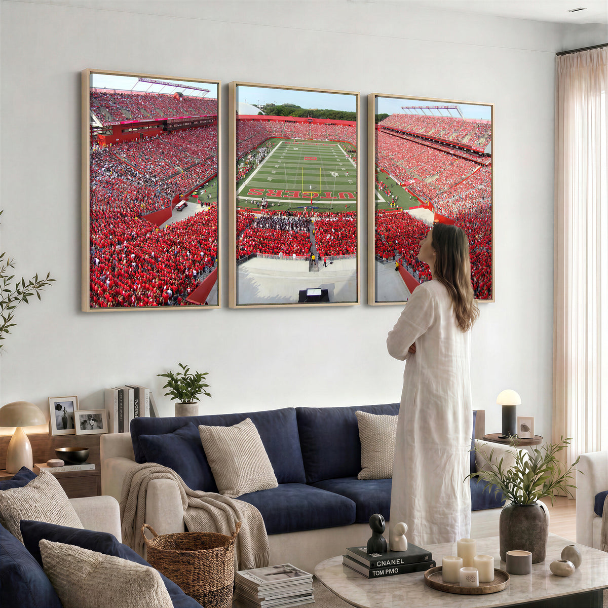 90818-PAN-FL-20X10 - Rutgers Scarlet Knights Football Team Print - Piscataway SHI Stadium Wall Art Canvas Print