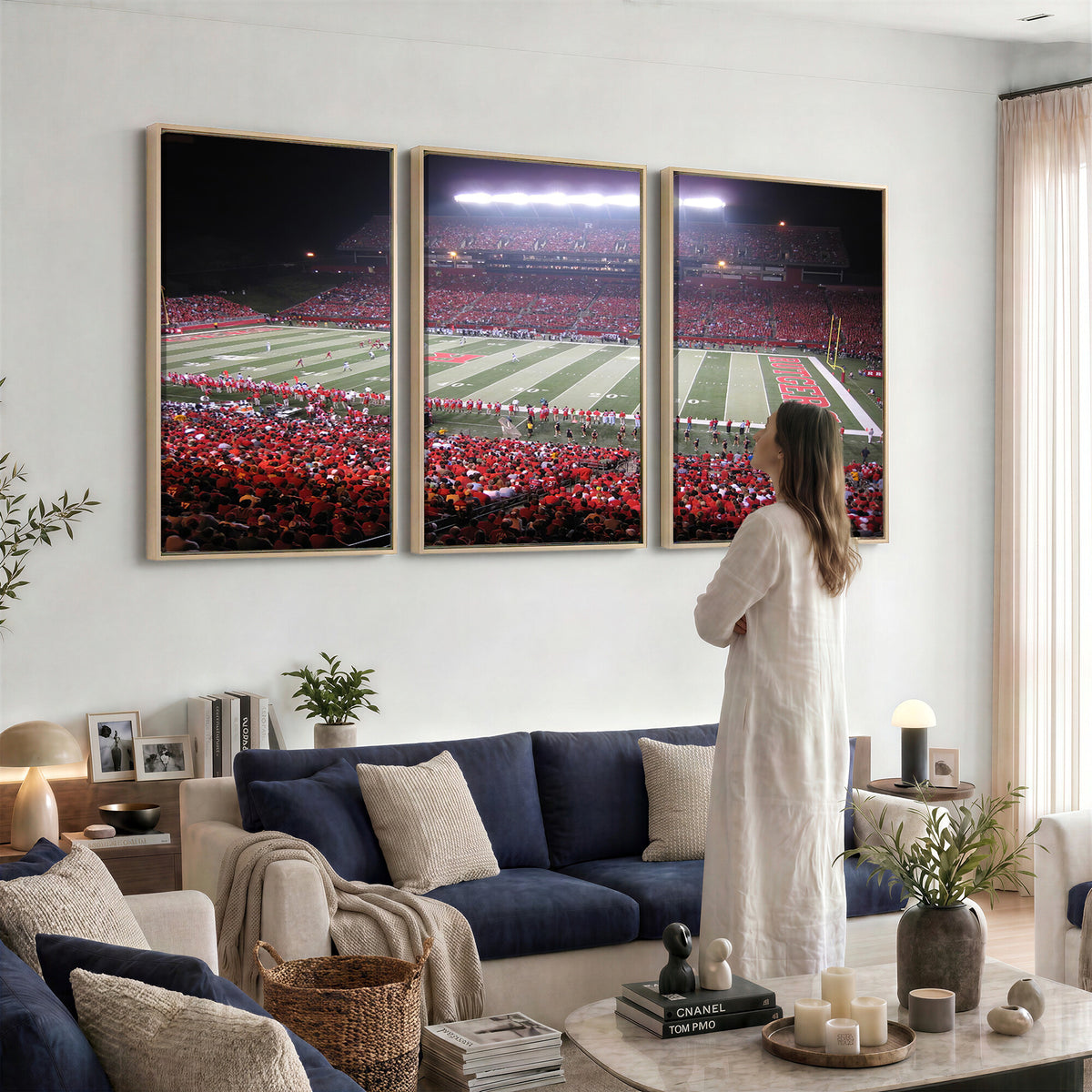 53225-PAN-FL-20X10 - Rutgers University Scarlet Knights Football Team Print - Piscataway SHI Stadium Wall Art Canvas