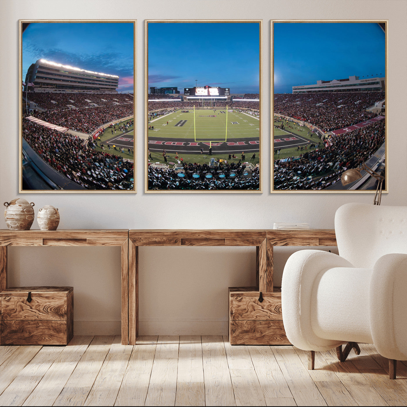 MGV-FC-60X30-3P - Texas Tech Red Raiders Canvas, Framed Football Team Print - Lubbock Jones AT&T Stadium Wall Art