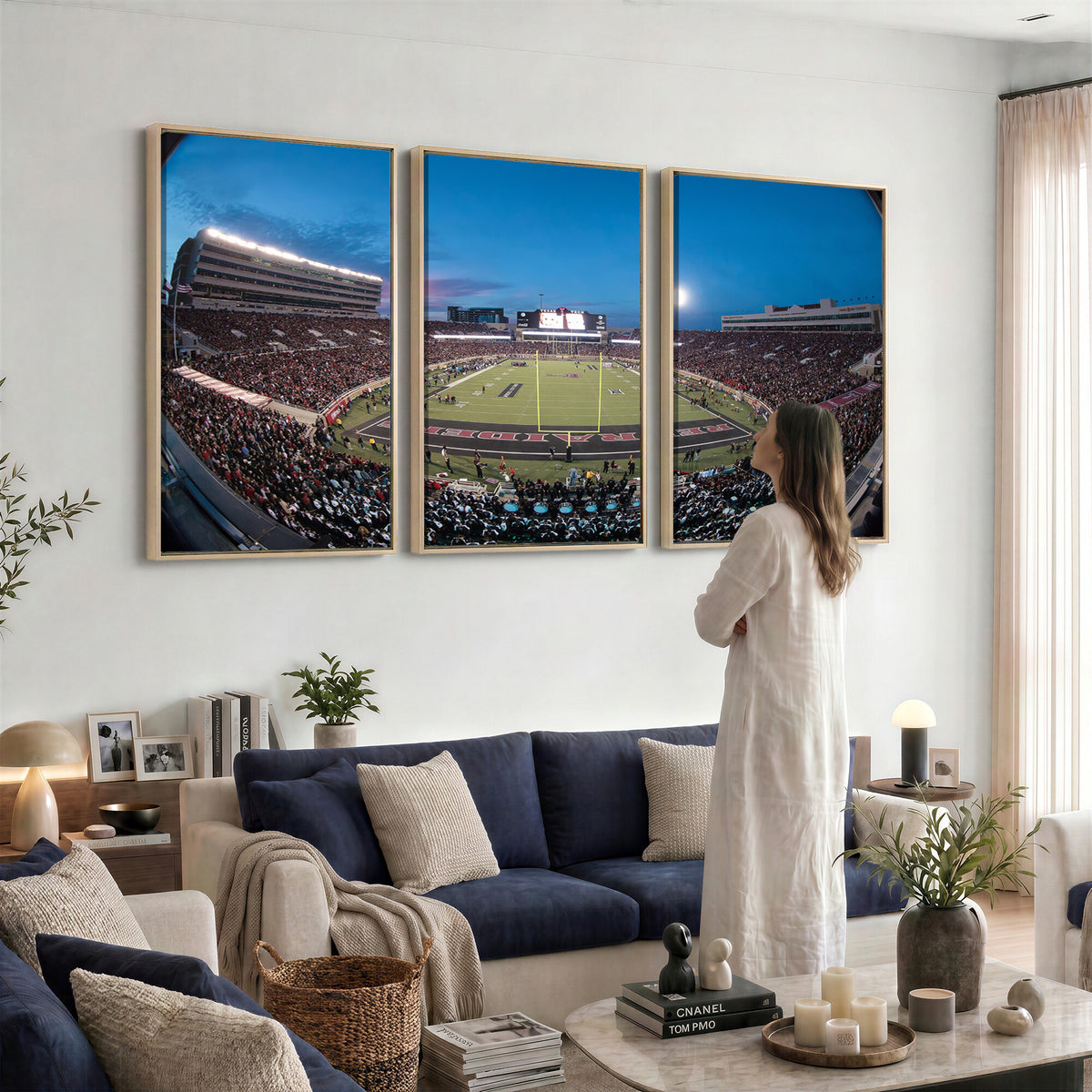 60763-PAN-FL-20X10 - Texas Tech Red Raiders Canvas, Framed Football Team Print - Lubbock Jones AT&T Stadium Wall Art
