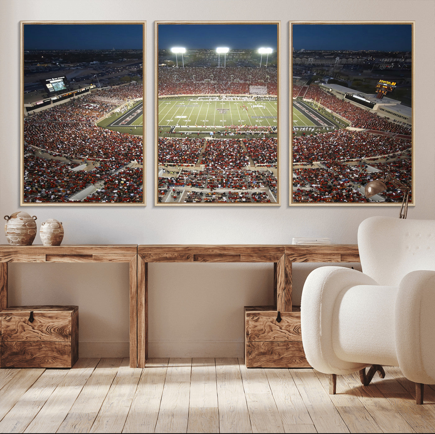 MGV-FC-60X30-3P - Texas Tech Red Raiders Football Team Print - Lubbock Jones AT&T Stadium Wall Art Canvas Print