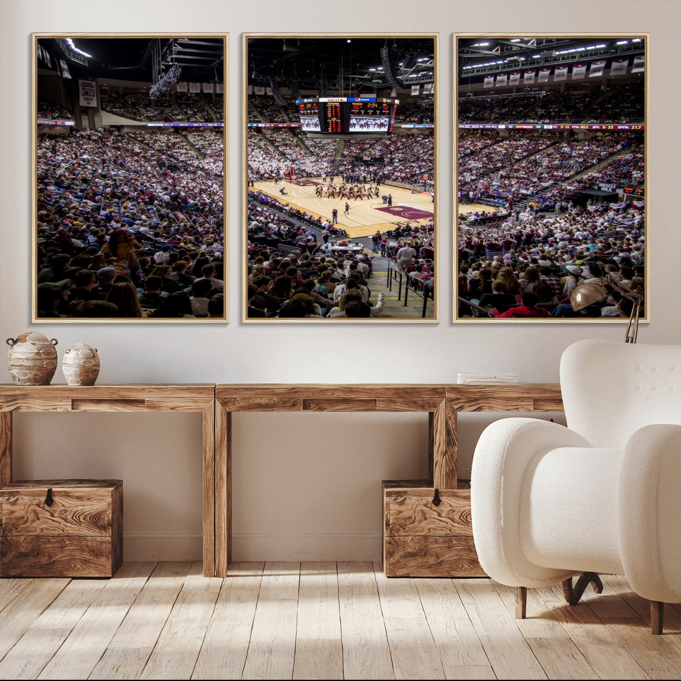 MGV-FC-60X30-3P - University of Nebraska Cornhuskers Basketball Team Print - Lincoln Red Arena Wall Art Canvas Print