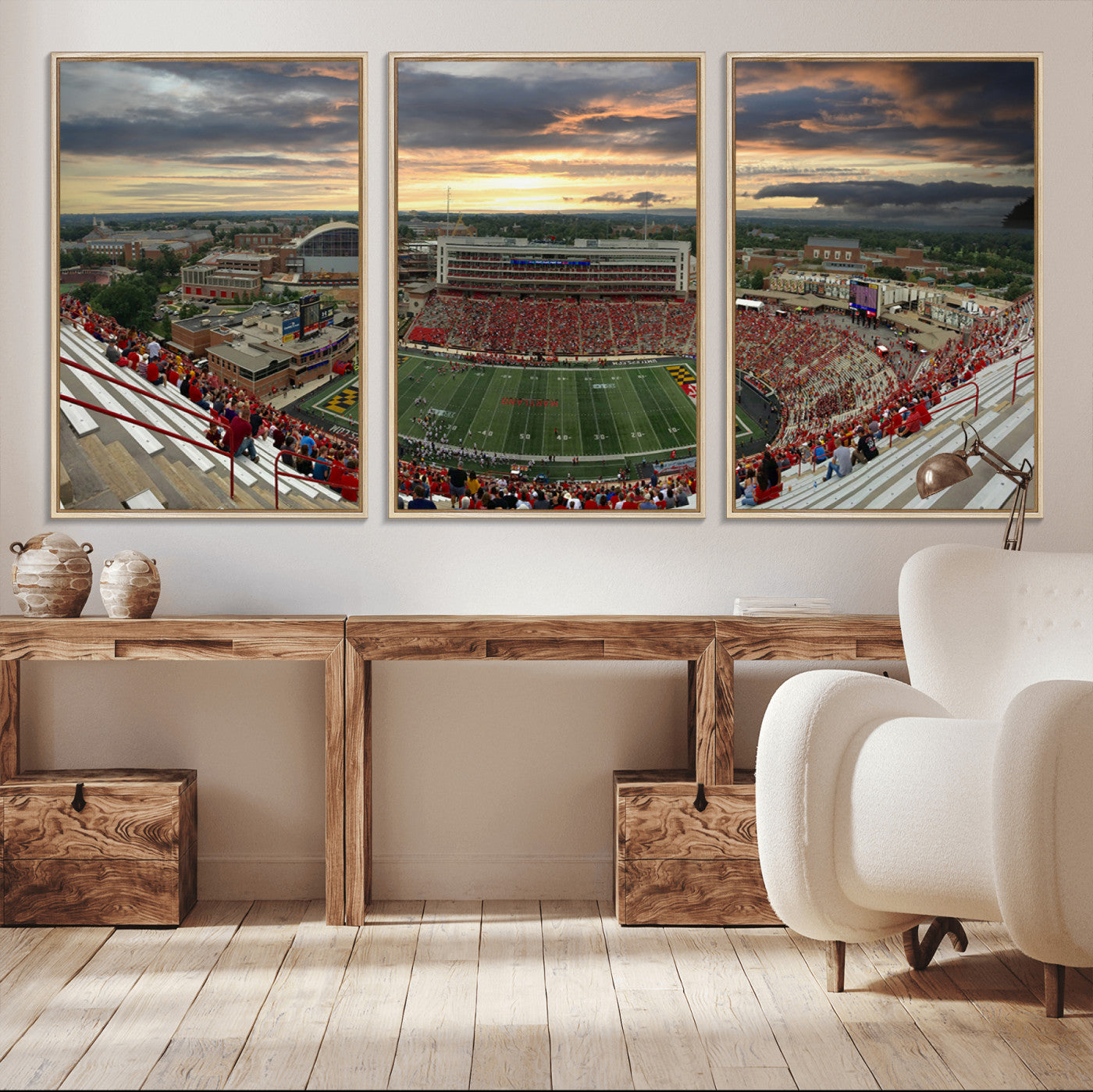 MGV-FC-60X30-3P - University of Maryland Terrapins Football Team Print - College Park SECU Stadium Wall Art Canvas
