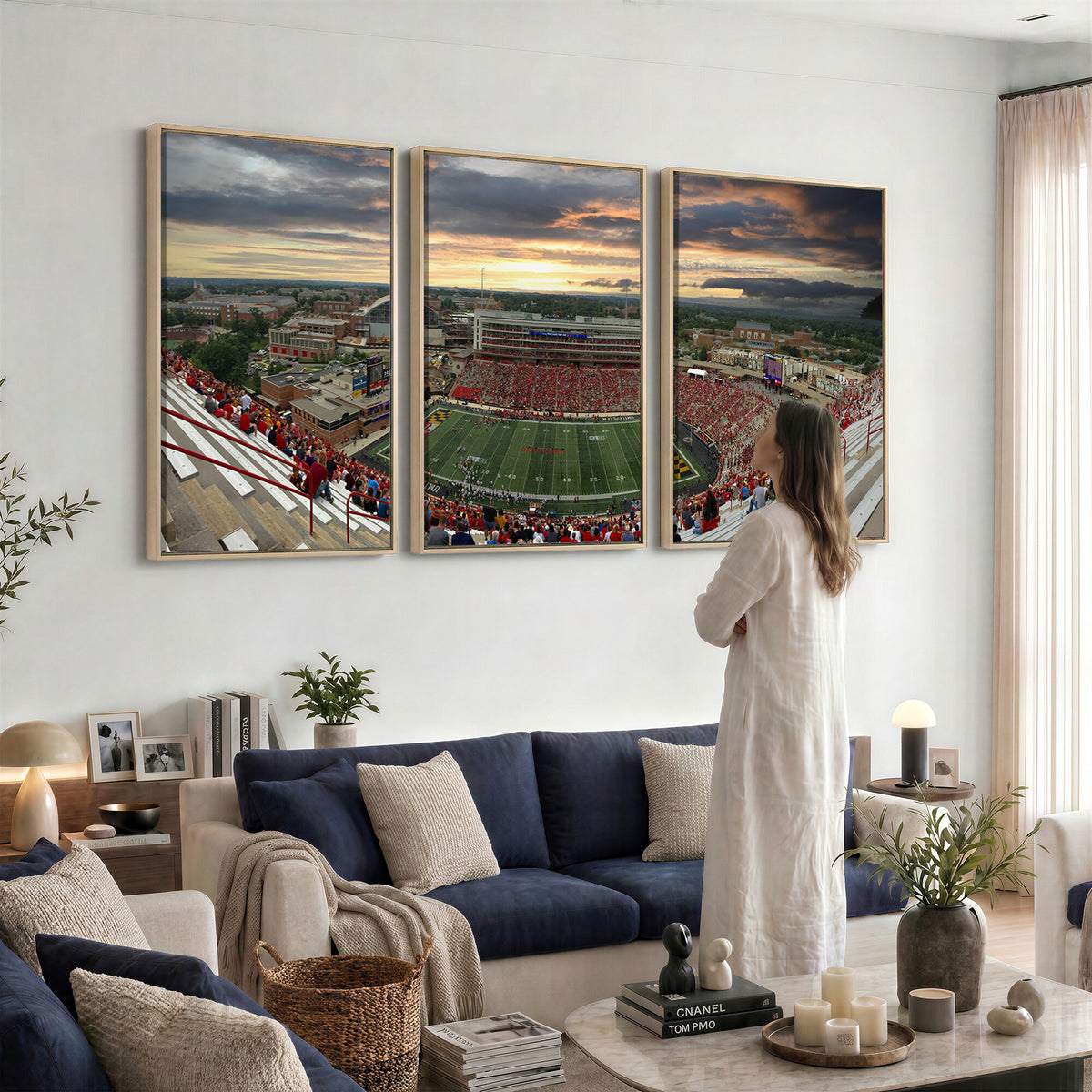29993-PAN-FL-20X10 - University of Maryland Terrapins Football Team Print - College Park SECU Stadium Wall Art Canvas