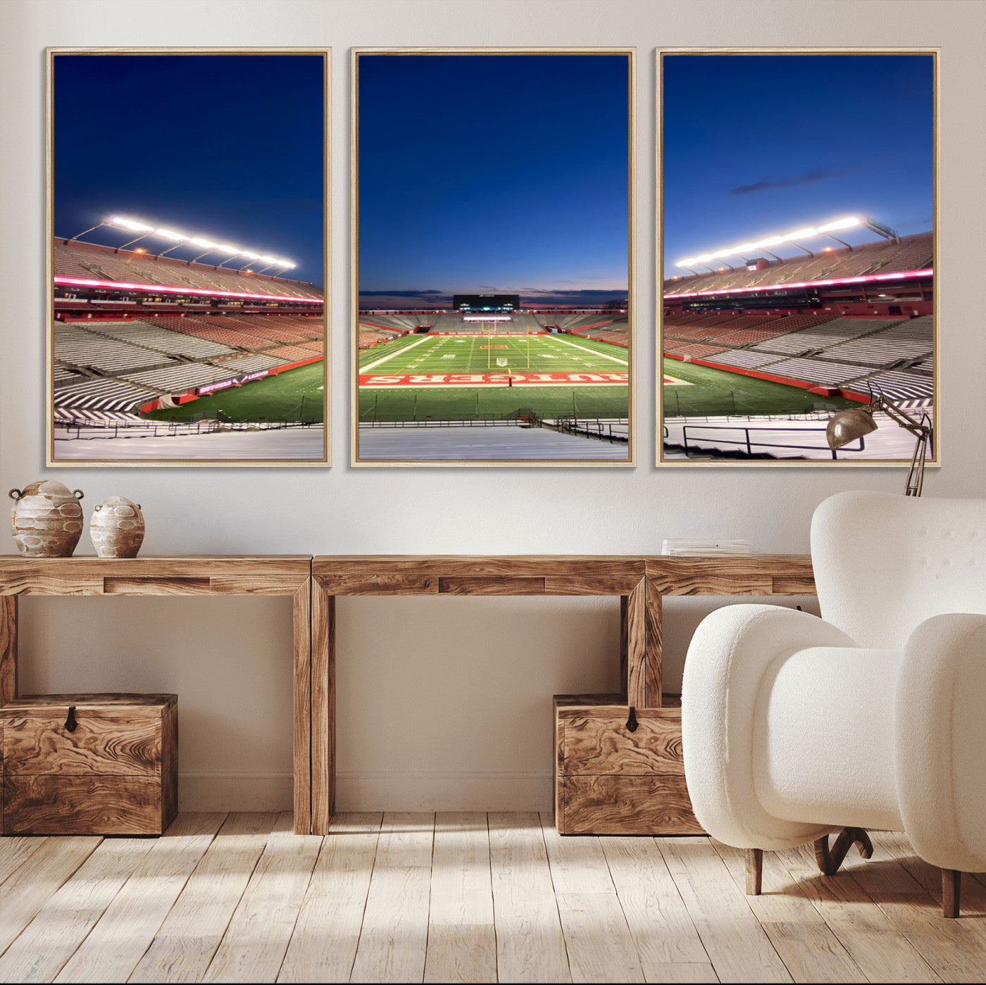 MGV-FC-60X30-3P - Rutgers Scarlet Knights Football Team Print - Piscataway SHI Stadium Wall Art Canvas Print