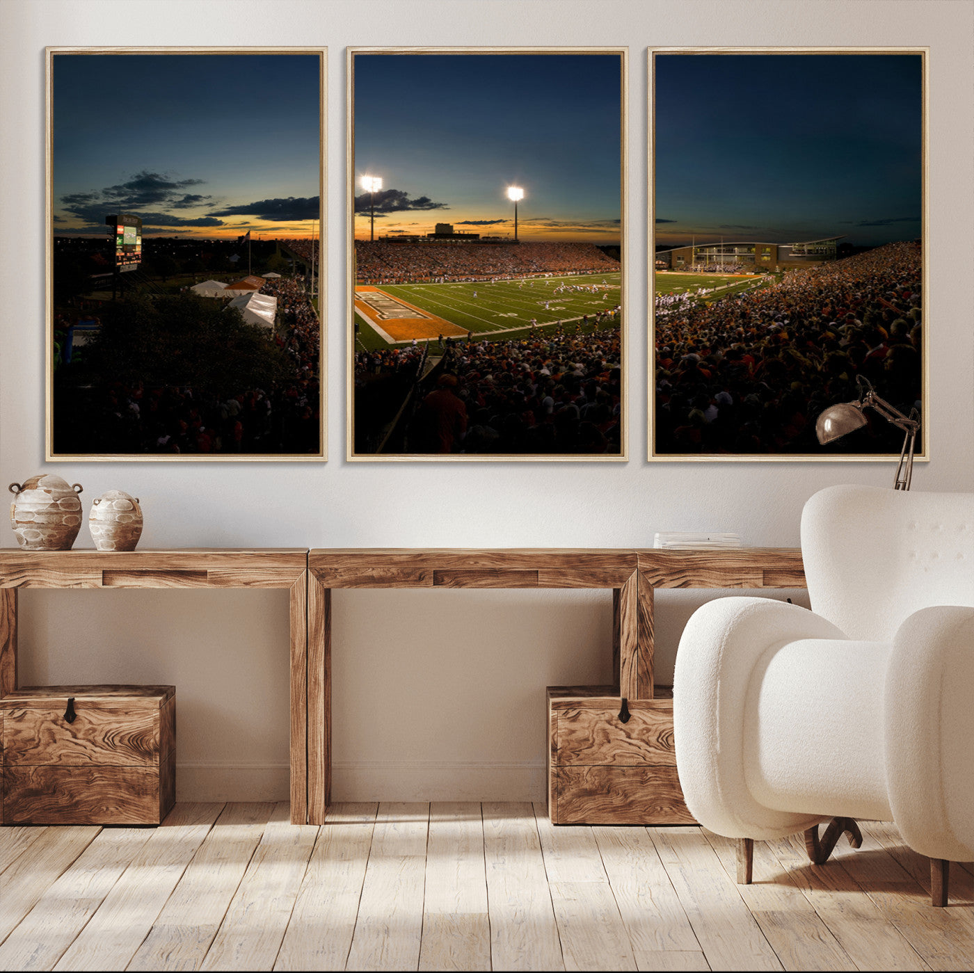 MGV-FC-60X30-3P - Ball State Cardinals Football Team Print - Muncie Scheumann Stadium Wall Art Canvas Print