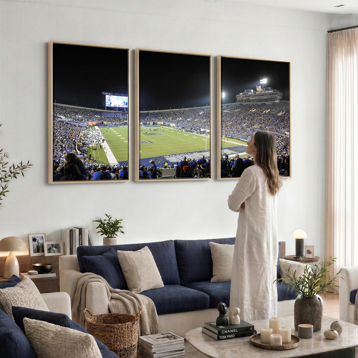 10894-PAN-FL-20X10 - University of Memphis Tigers Football Team Print - Memphis Simmons Bank Liberty Stadium Wall Art