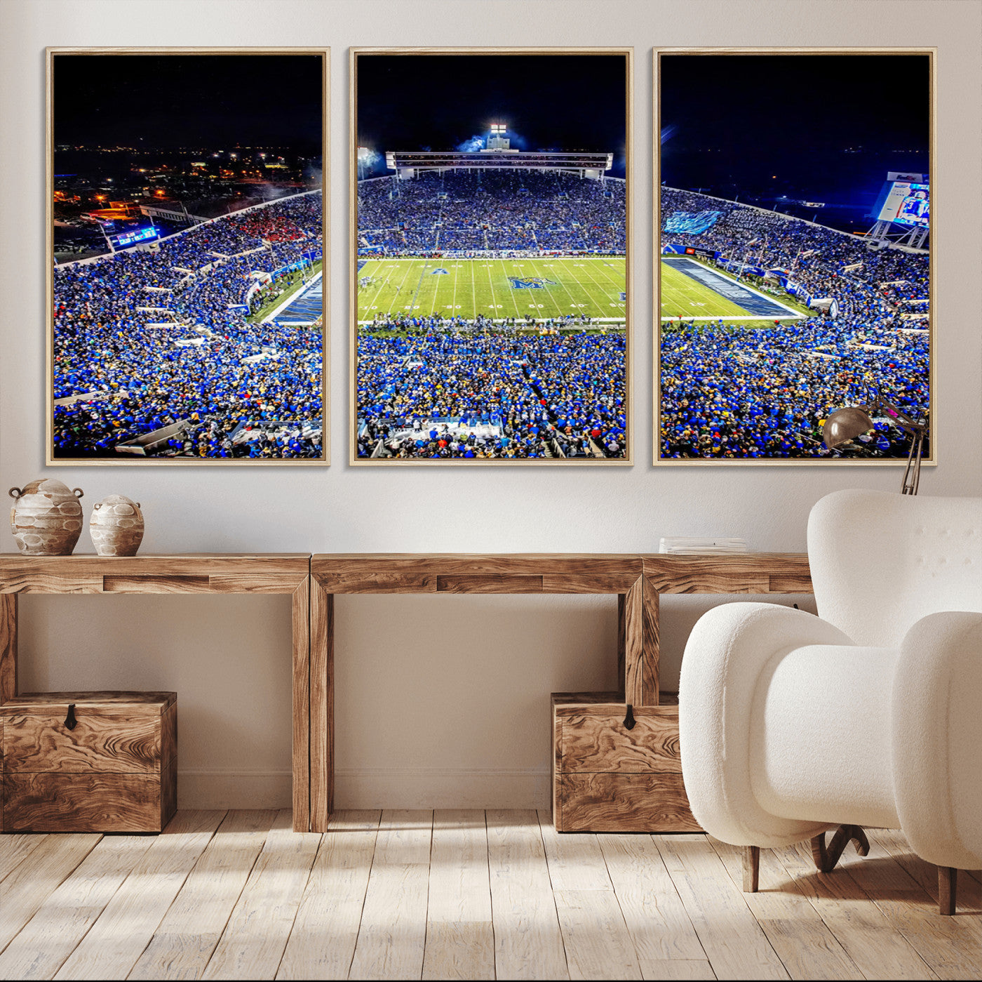 MGV-FC-60X30-3P - University of Memphis Tigers Football Team Print - Memphis Simmons Bank Liberty Stadium Wall Art