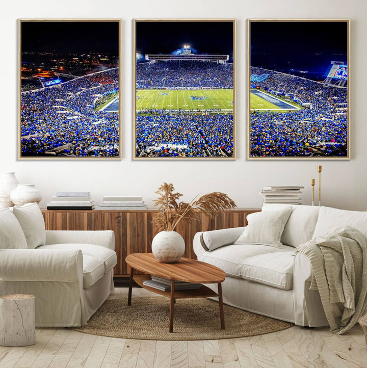 The University of Memphis Tigers Football Team Wall Art Canvas Print shines brightly.