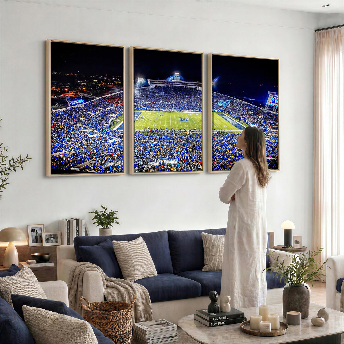 11665-PAN-FL-20X10 - University of Memphis Tigers Football Team Print - Memphis Simmons Bank Liberty Stadium Wall Art