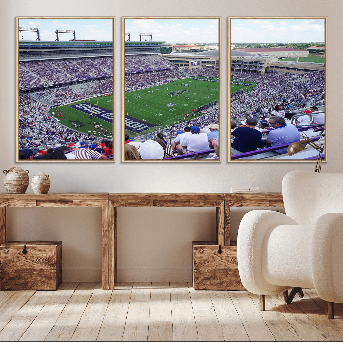 95139-MGV-CV-36X24-The Texas Christian University TCU Horned Frogs Football Team Print - Fort Worth Amon G. Carter