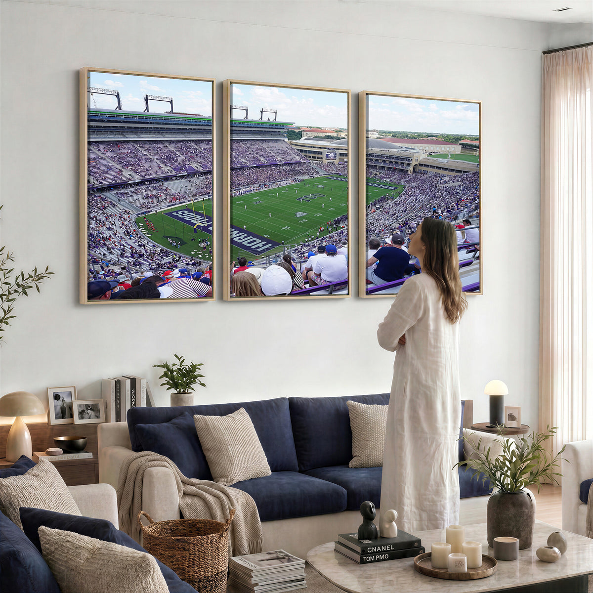 95139-MGV-CV-36X24 - The Texas Christian University TCU Horned Frogs Football Team Print, Fort Worth
