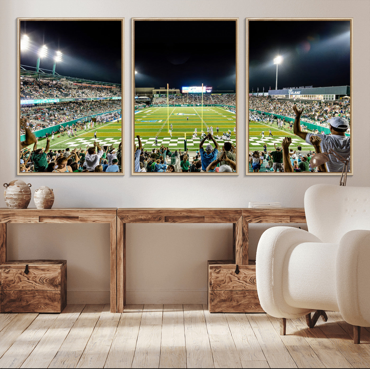 56448-MGV-CV-36X24-The Tulane University Green Wave Football Team Print - New Orleans Yulman Stadium Wall Art Canvas