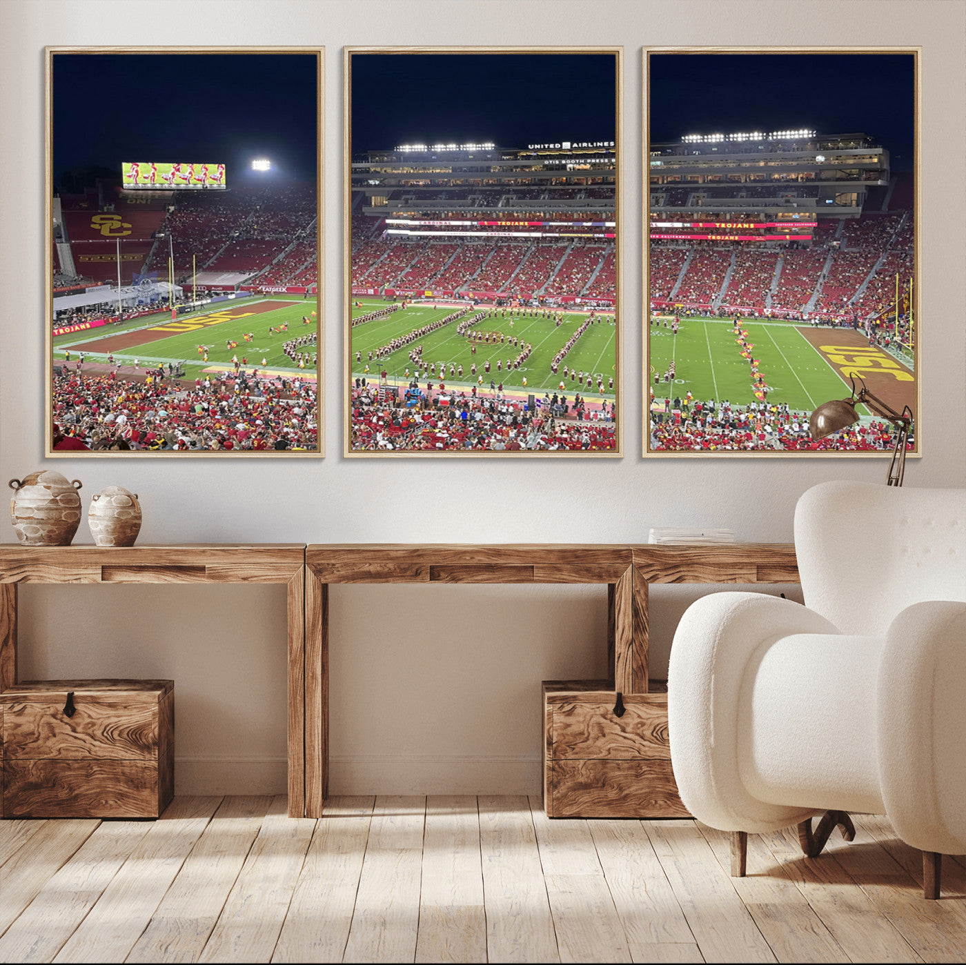 MGV-FC-60X30-3P - The University of Southern California USC Trojans Football Team Print - Los Angeles Memorial
