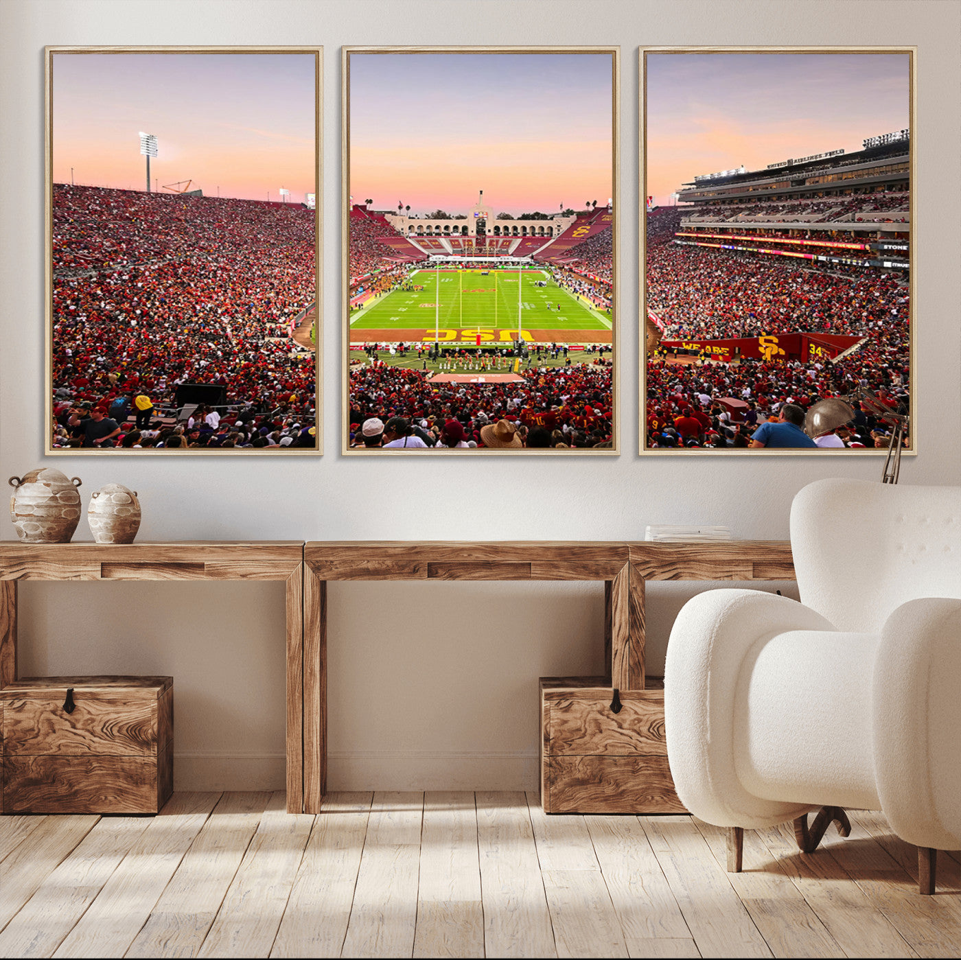 39904-MGV-CV-36X24-The University of Southern California USC Trojans Football Team Print - Los Angeles Memorial